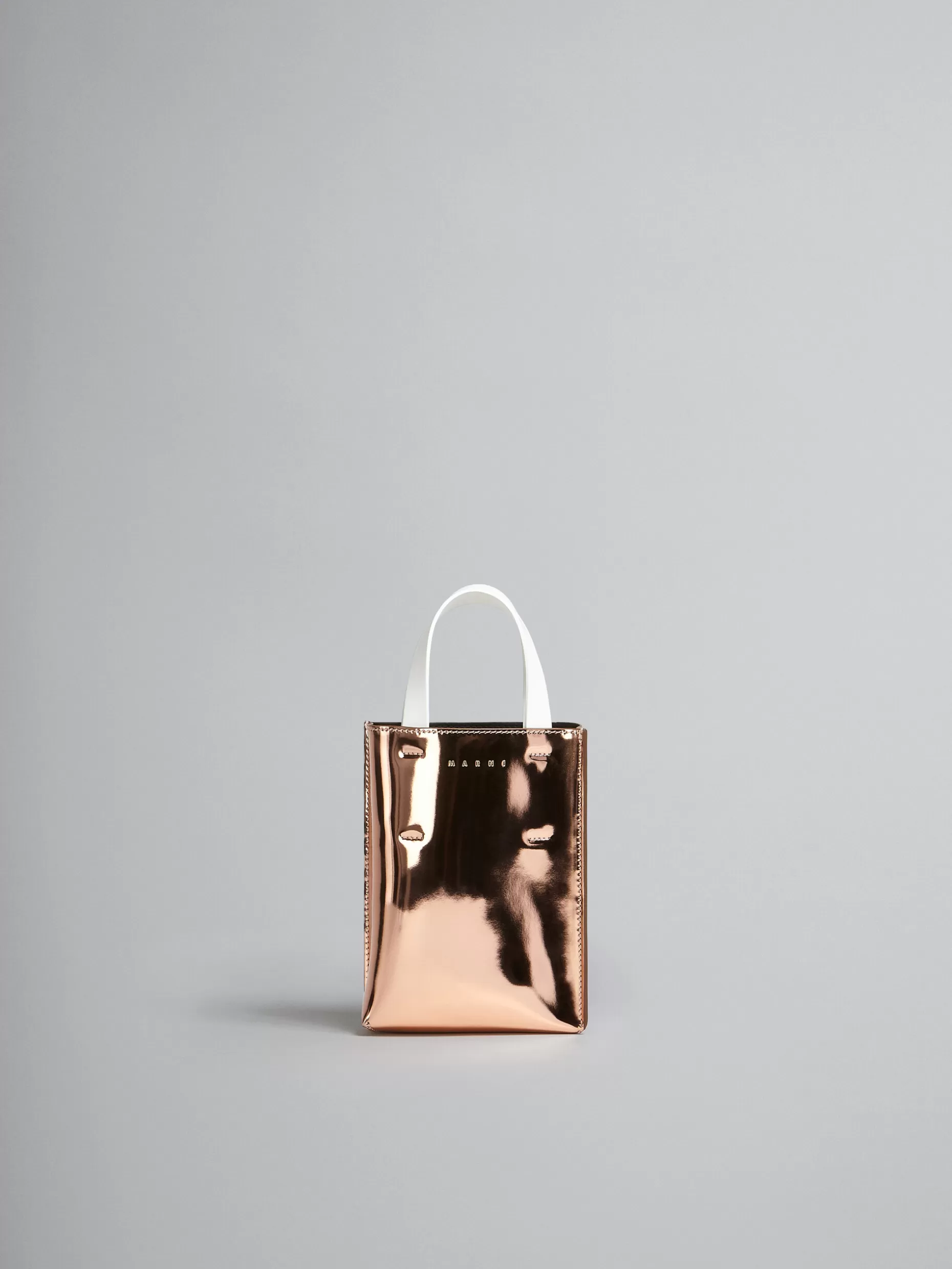 Women Marni Museo Nano Bag In Rose Gold Mirrored Leather