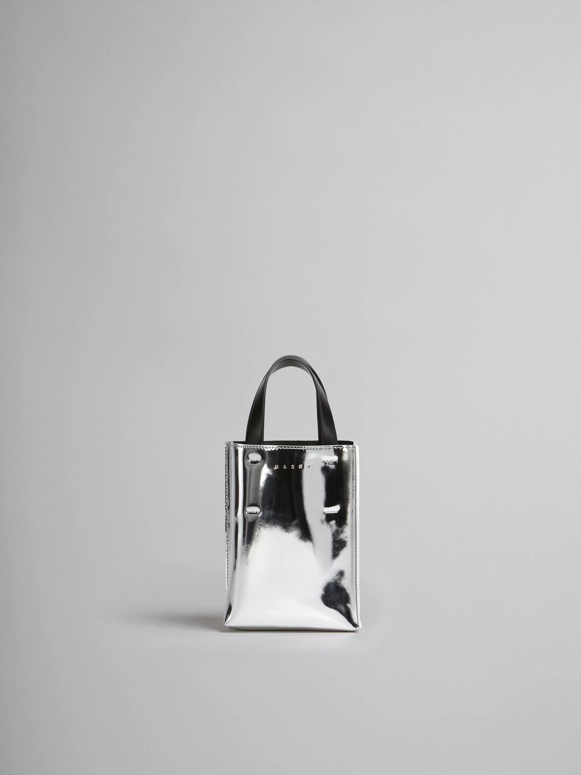 Women Marni Museo Nano Bag In Silver Mirrored Leather