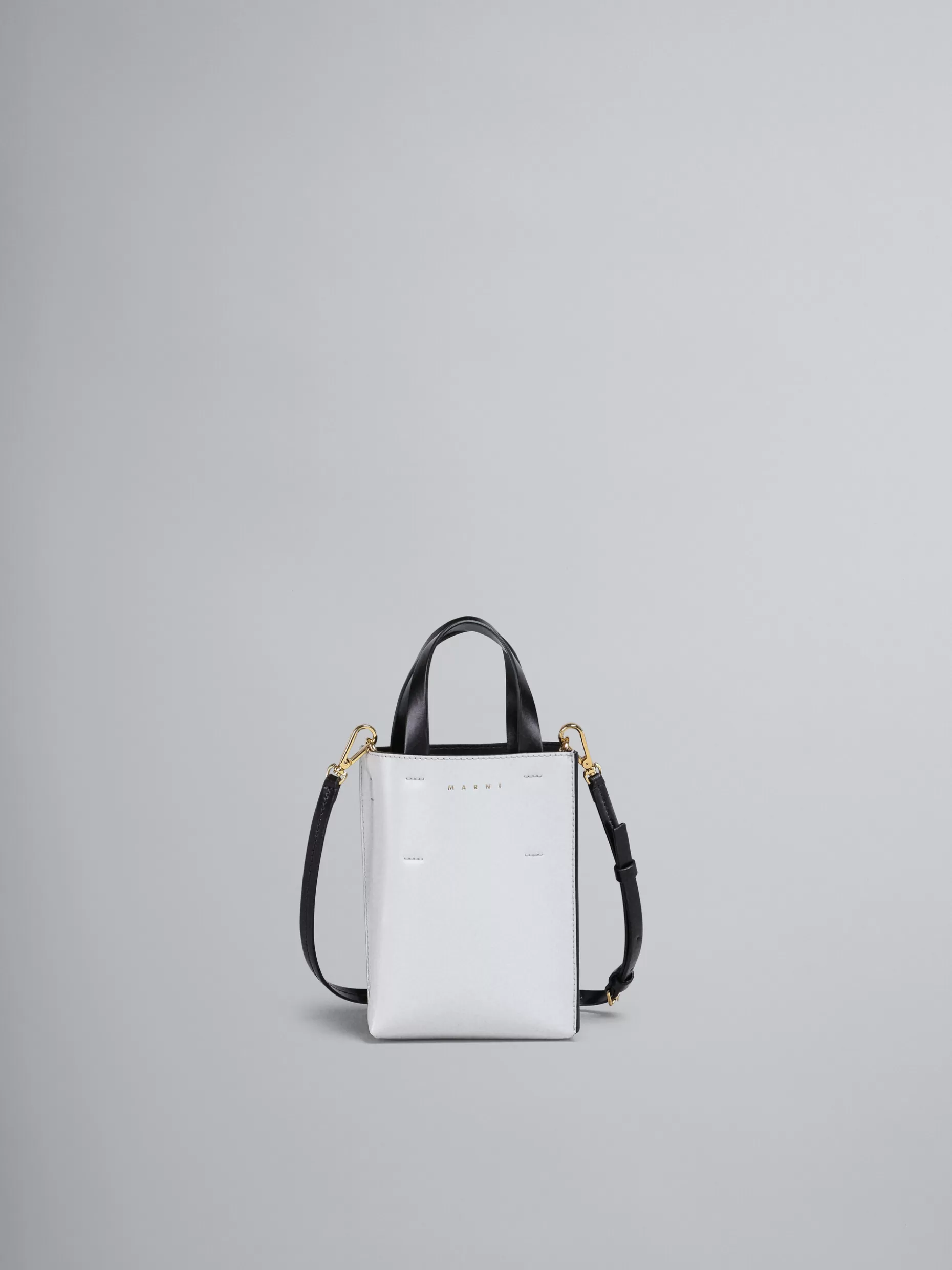 Women Marni Museo Nano Bag In White And Black Leather