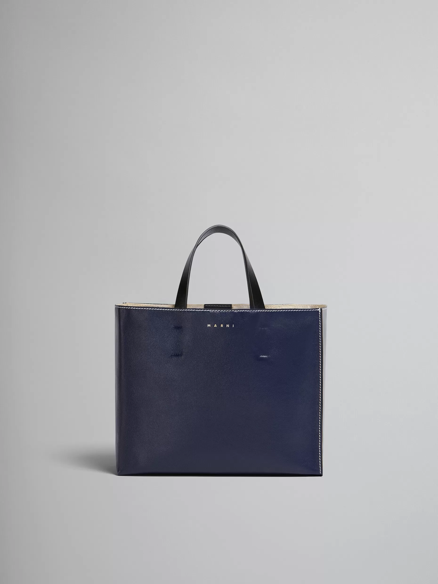 Women Marni Museo Soft Bag In Blue And Grey Leather