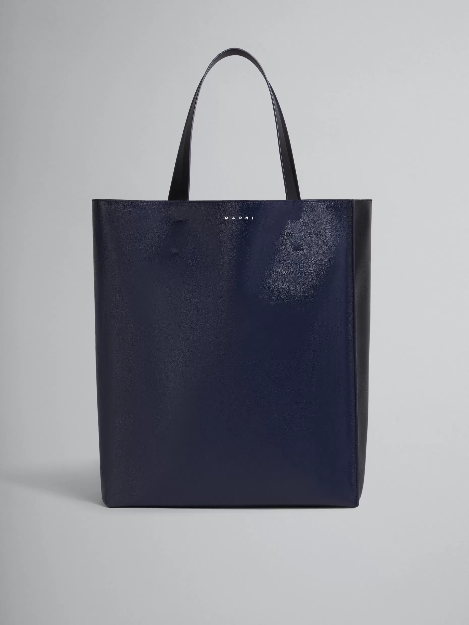 Men Marni Museo Soft Large Bag In Black And Blue Leather