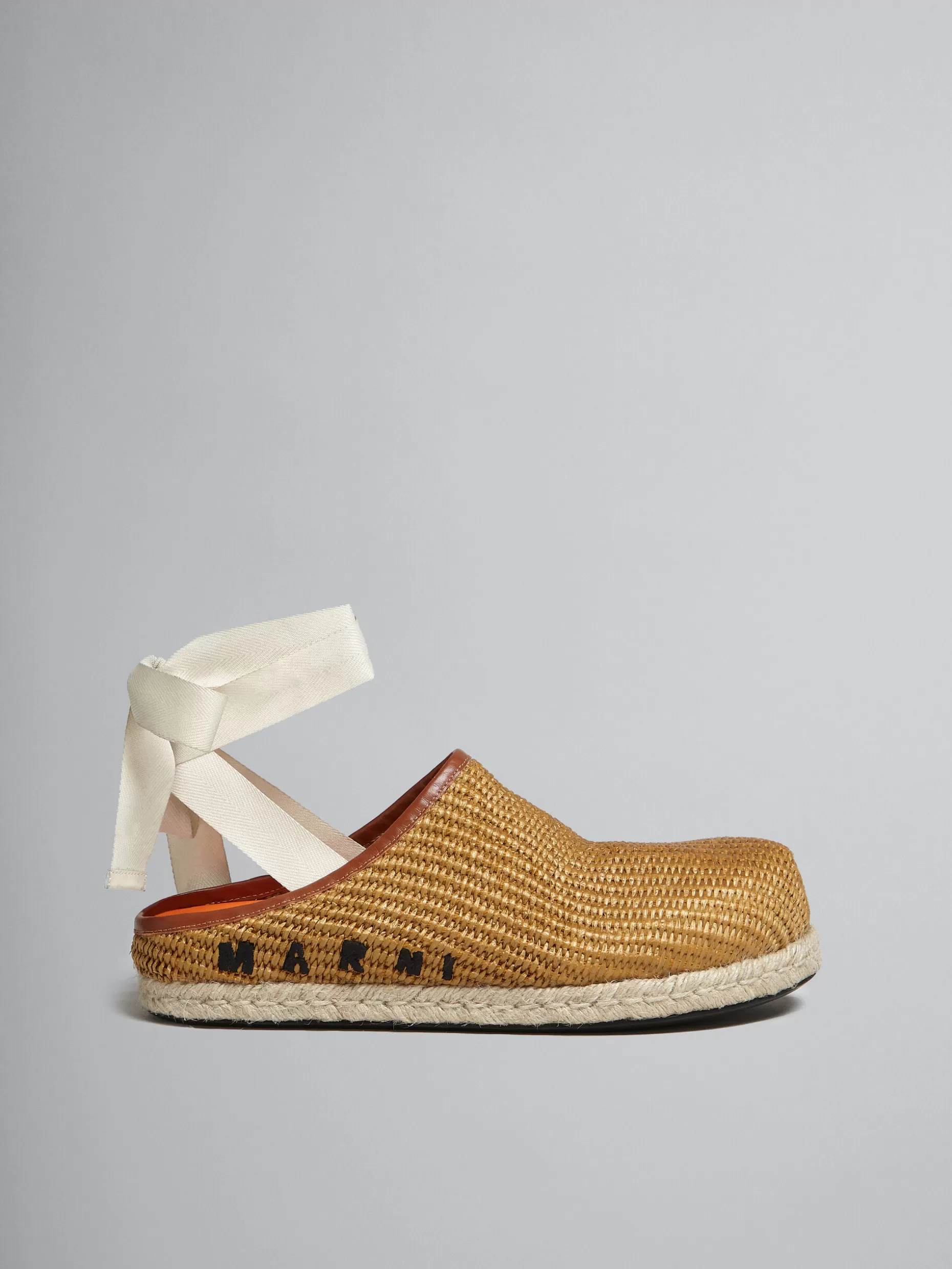 Women Marni Natural Raffia Fussbett Sabot