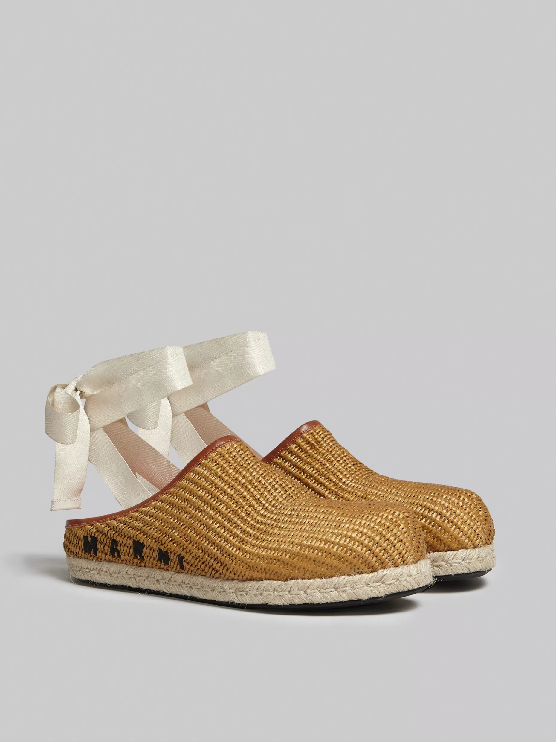 Women Marni Natural Raffia Fussbett Sabot