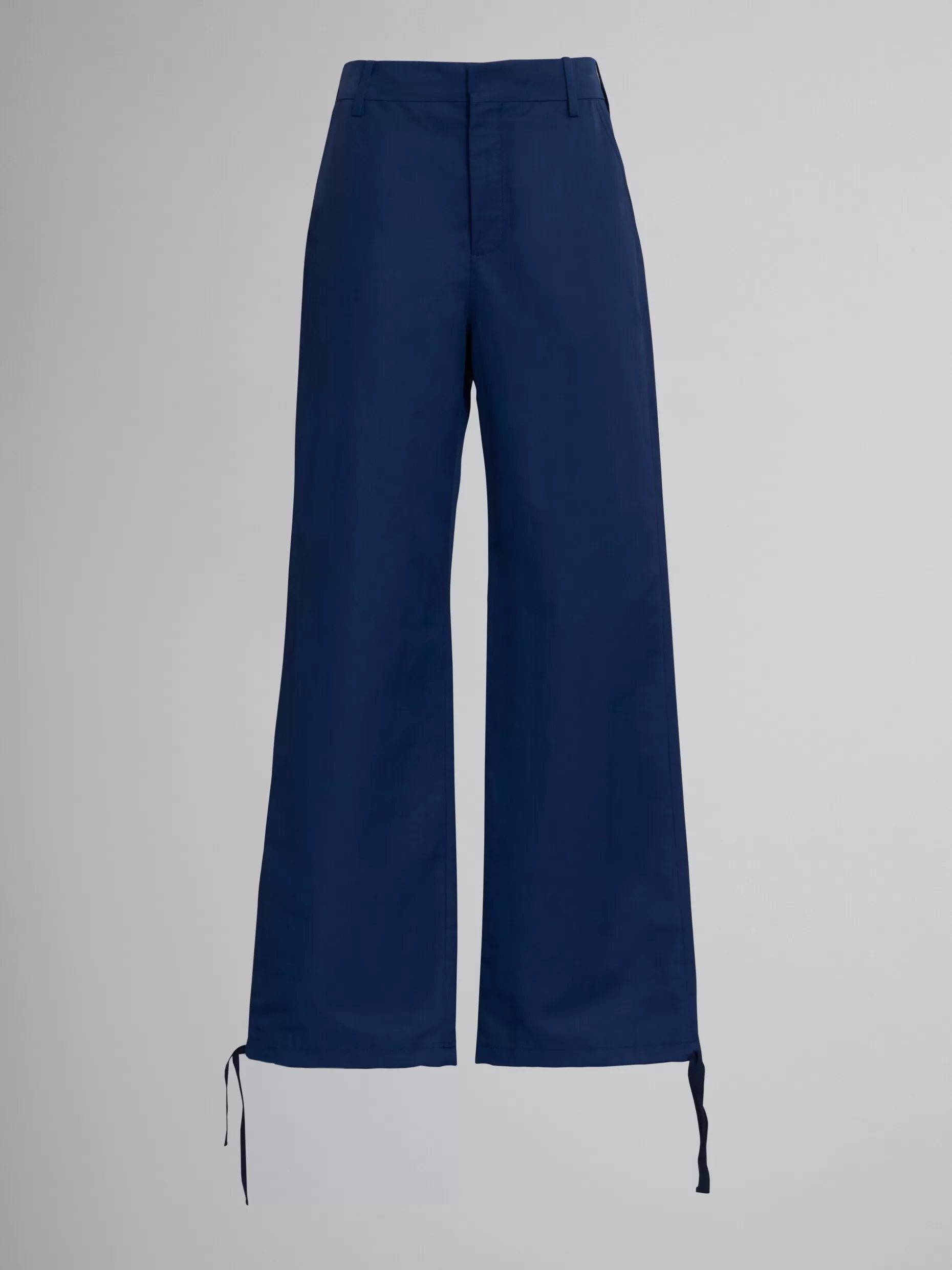 Women Marni Navy Cargo Trousers In Technical Cotton-Linen