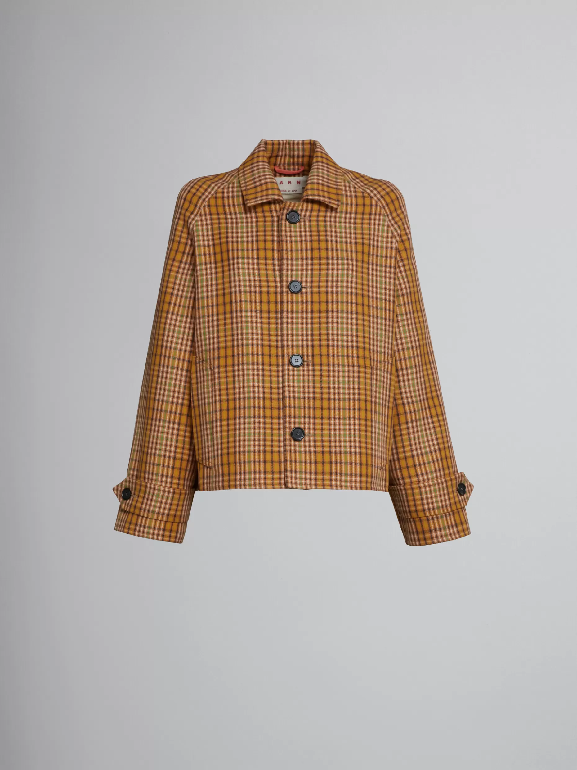 Women Marni Orange Check Wool Jacket