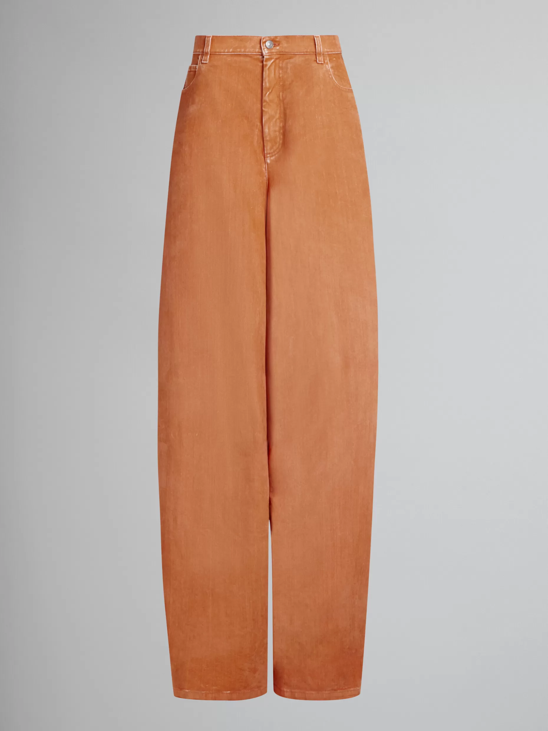 Women Marni Orange Flocked Denim Ultra-Wide-Leg Trousers