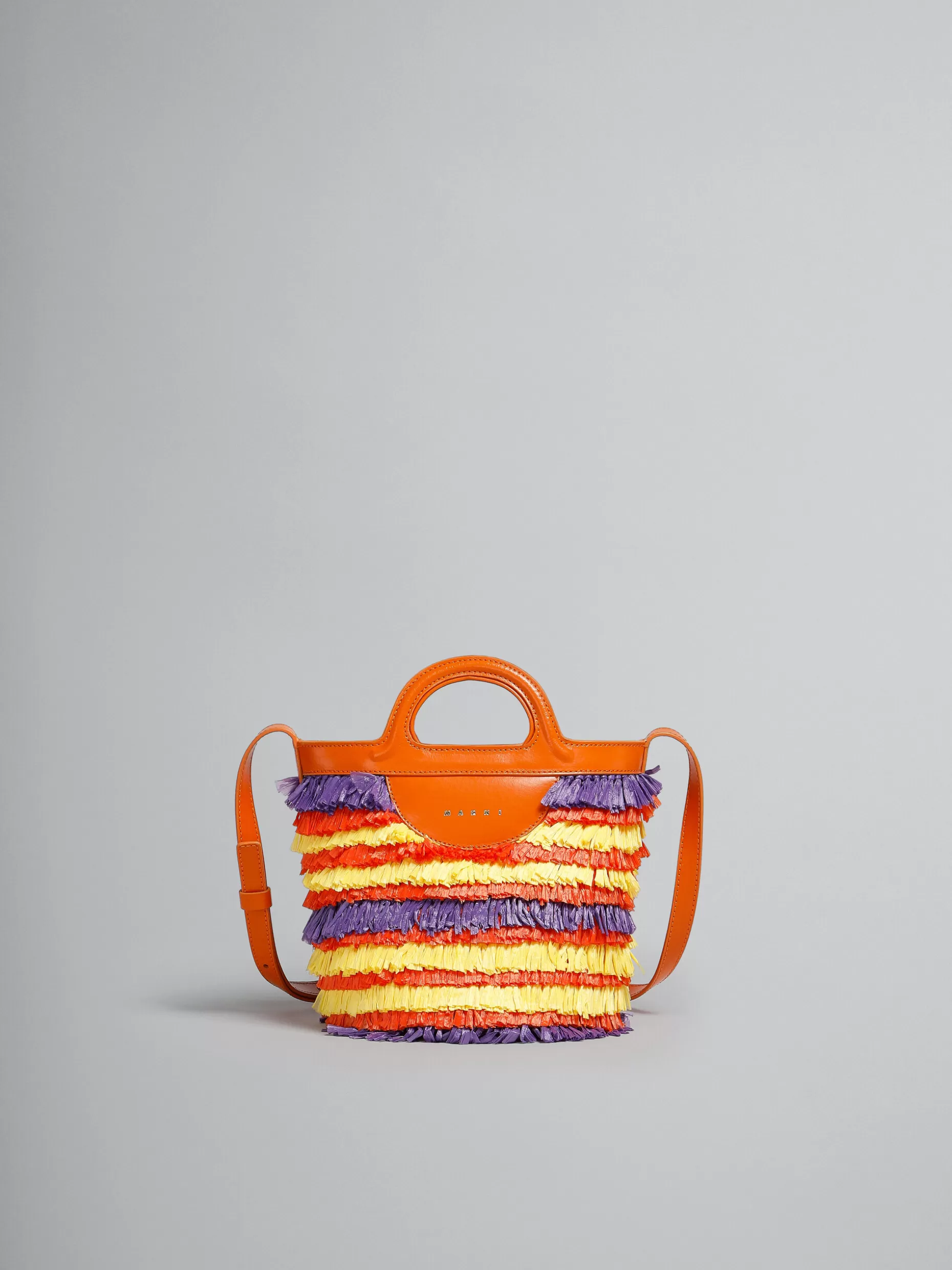 Women Marni Orange Fringe Mini Bucket Bag