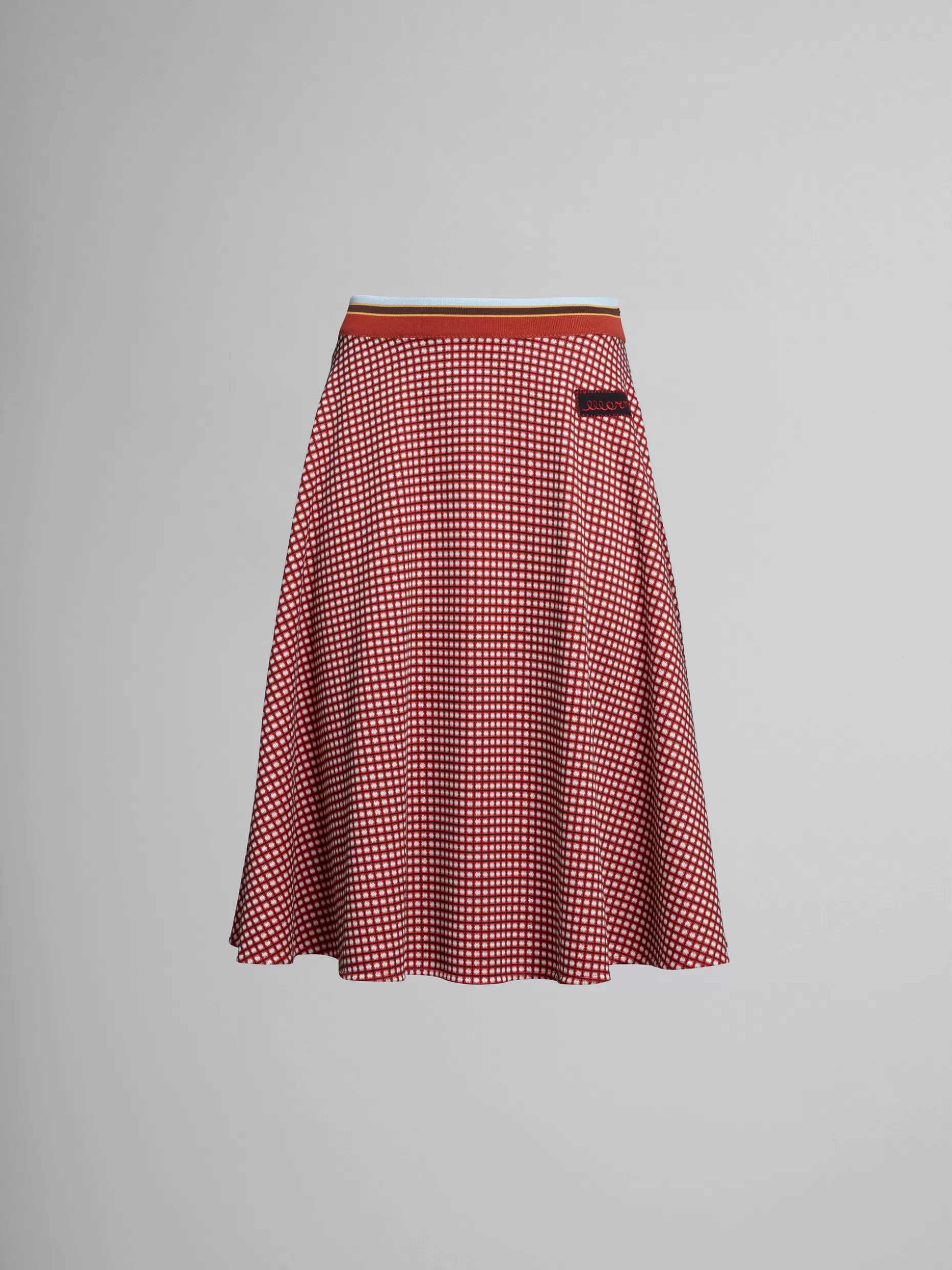 Women Marni Orange Jacquard Jersey Skirt With Micro Checks