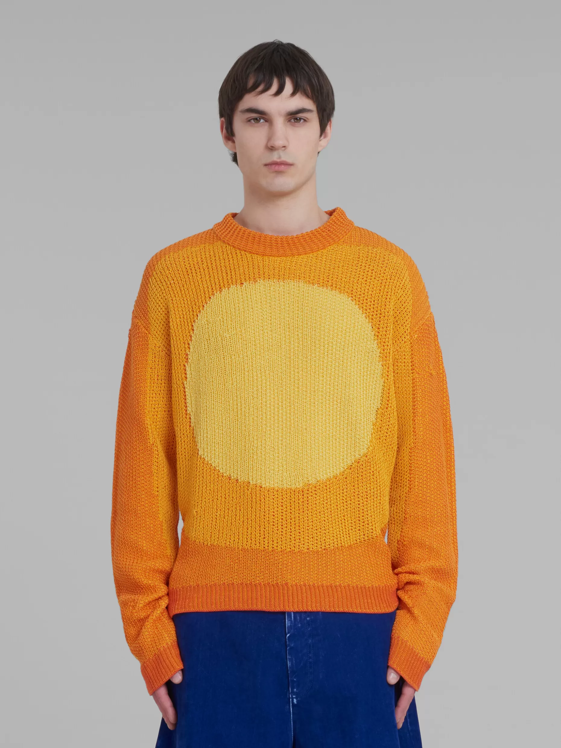 Men Marni Orange Jumper With Circle Inlay