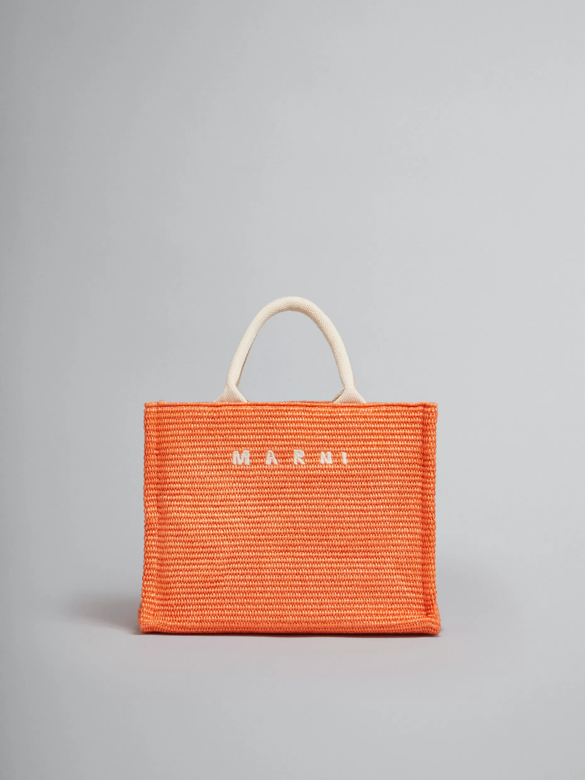 Women Marni Orange Raffia Small Tote Bag