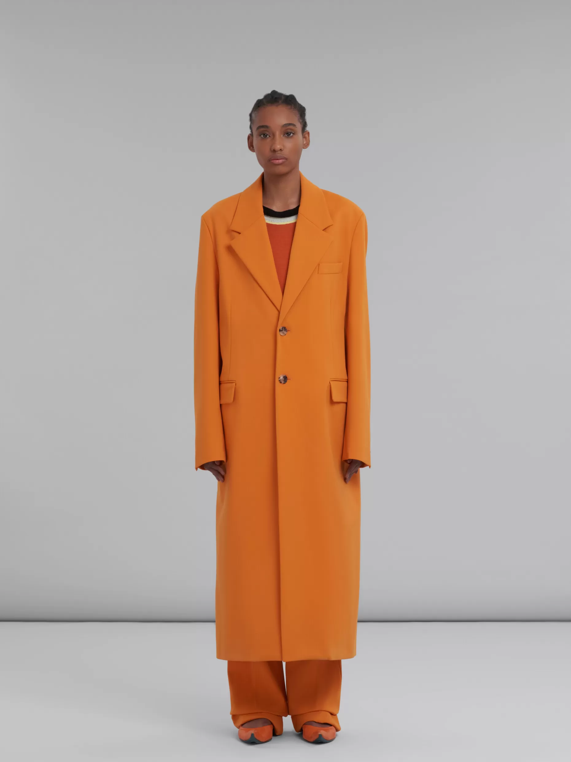 Women Marni Orange Single-Breasted Jersey Coat