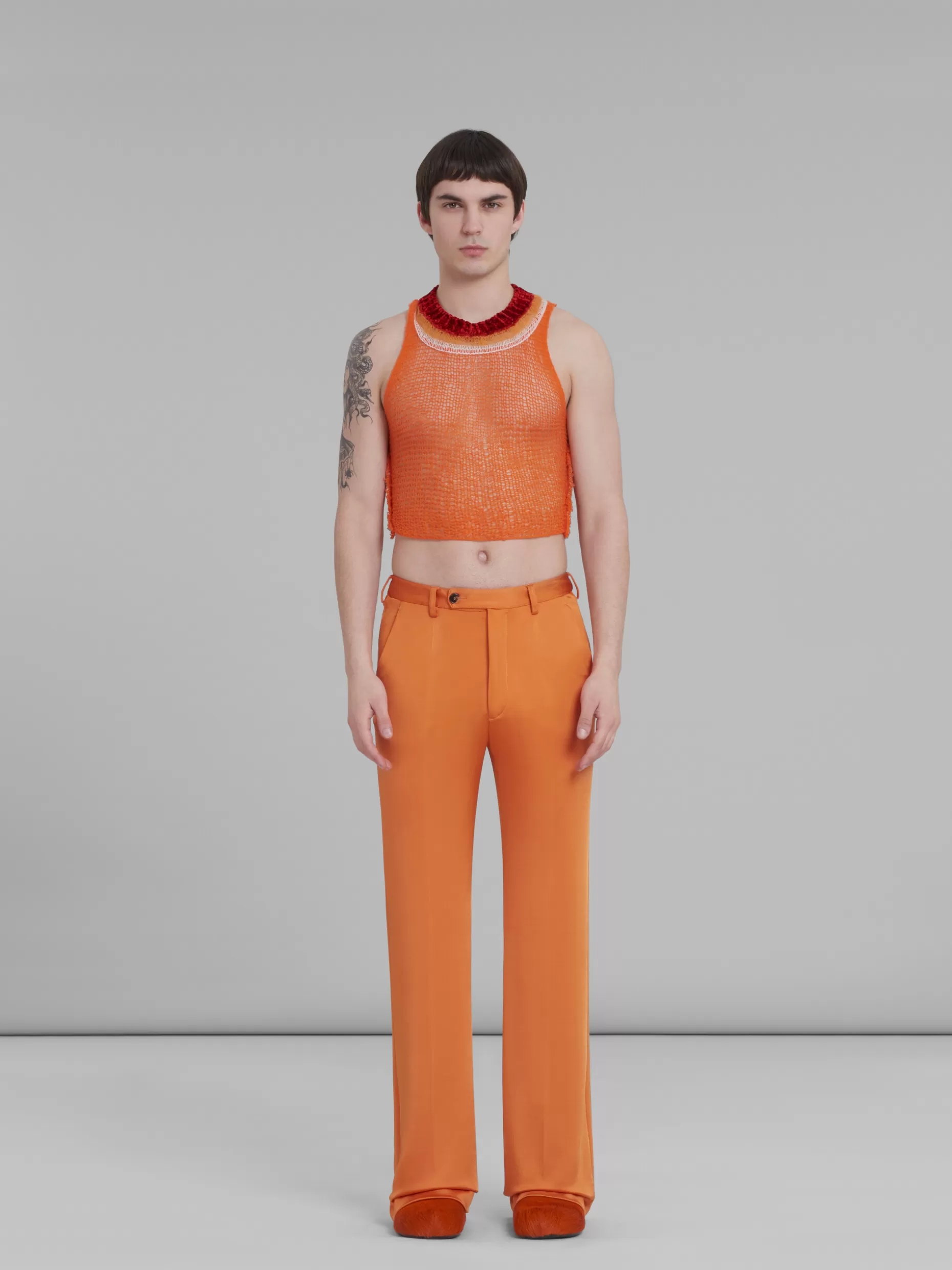 Men Marni Orange Stretch Viscose Organzine Trousers