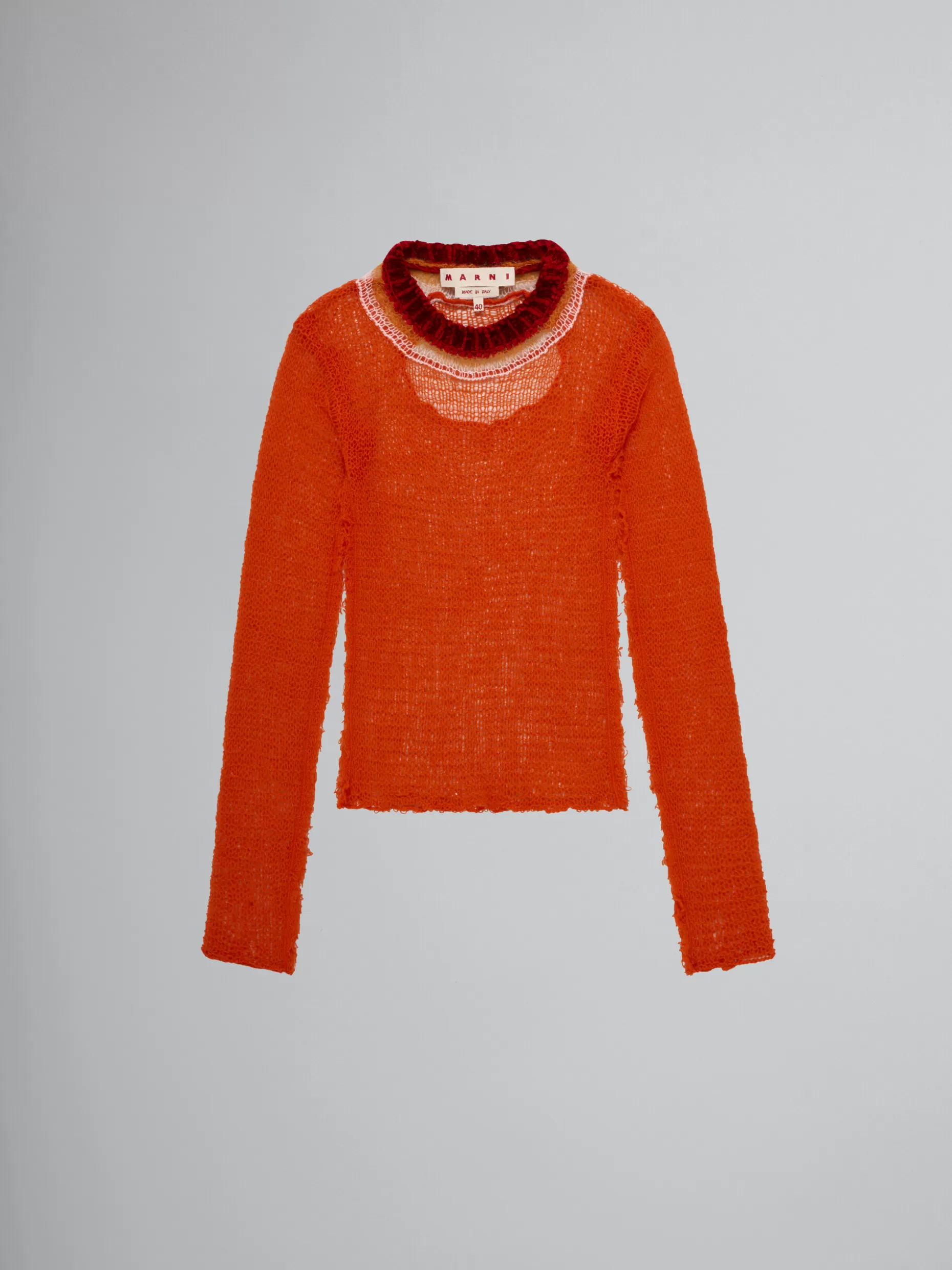 Women Marni Orange Wool And Cashmere Mesh Jumper With Cutout