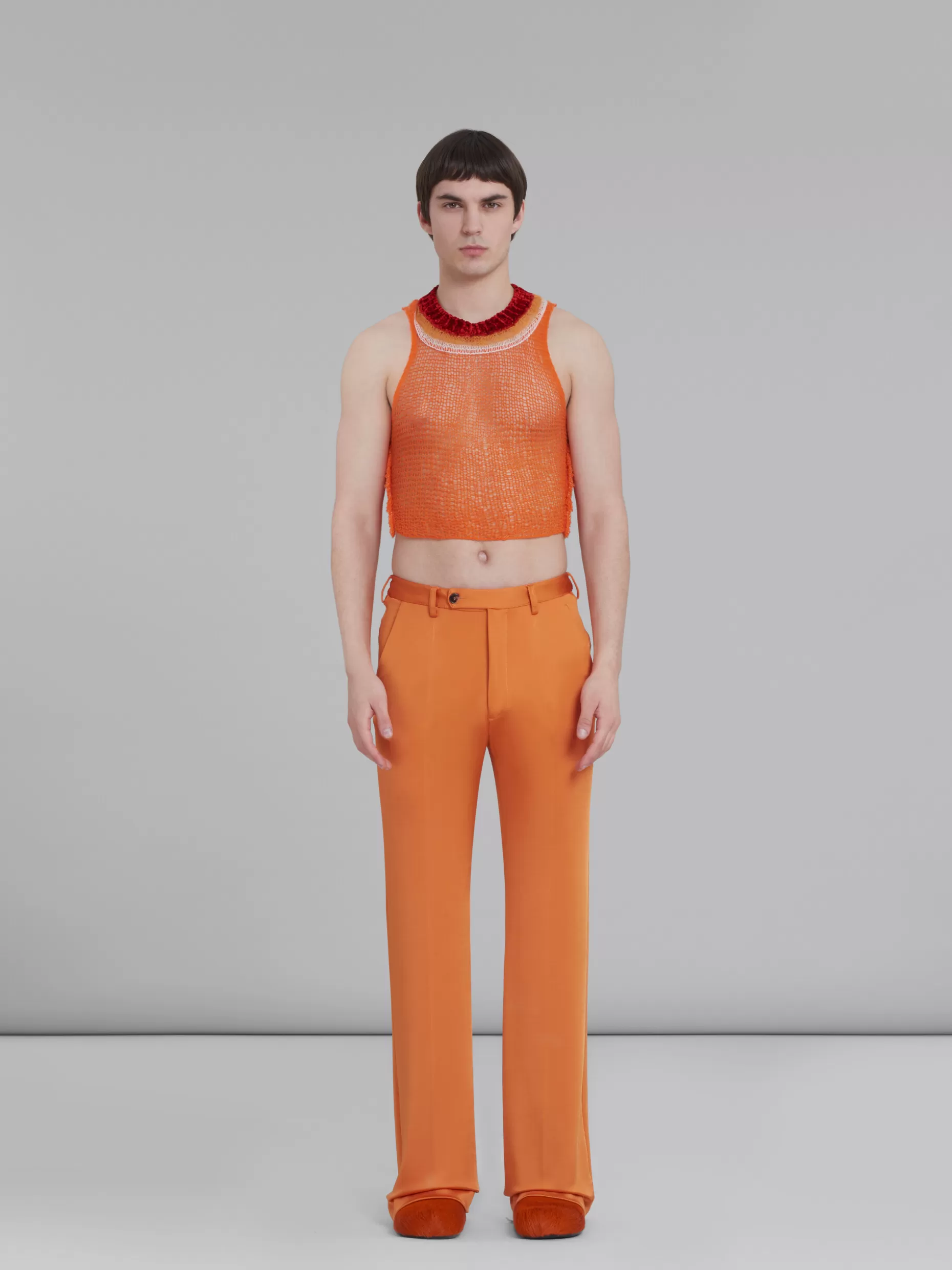 Men Marni Orange Wool-Cashmere Top With Cutout