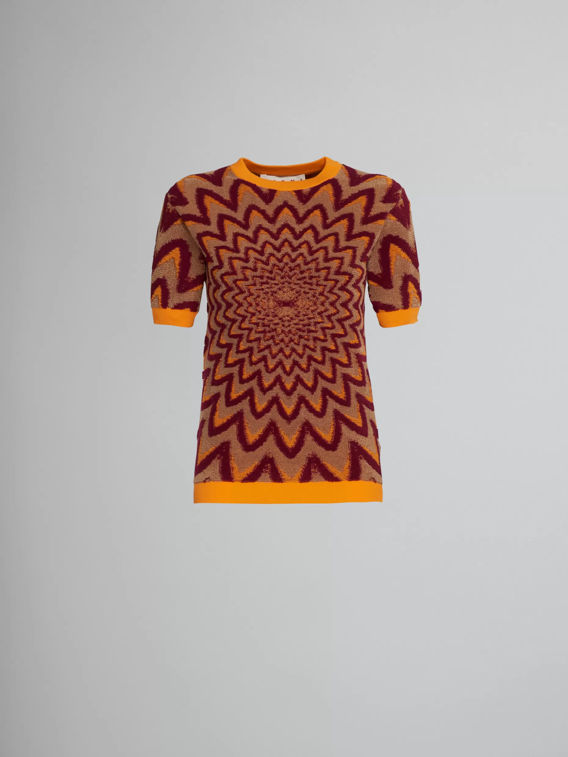 Women Marni Orange-Tone Sweater With Optical Motif