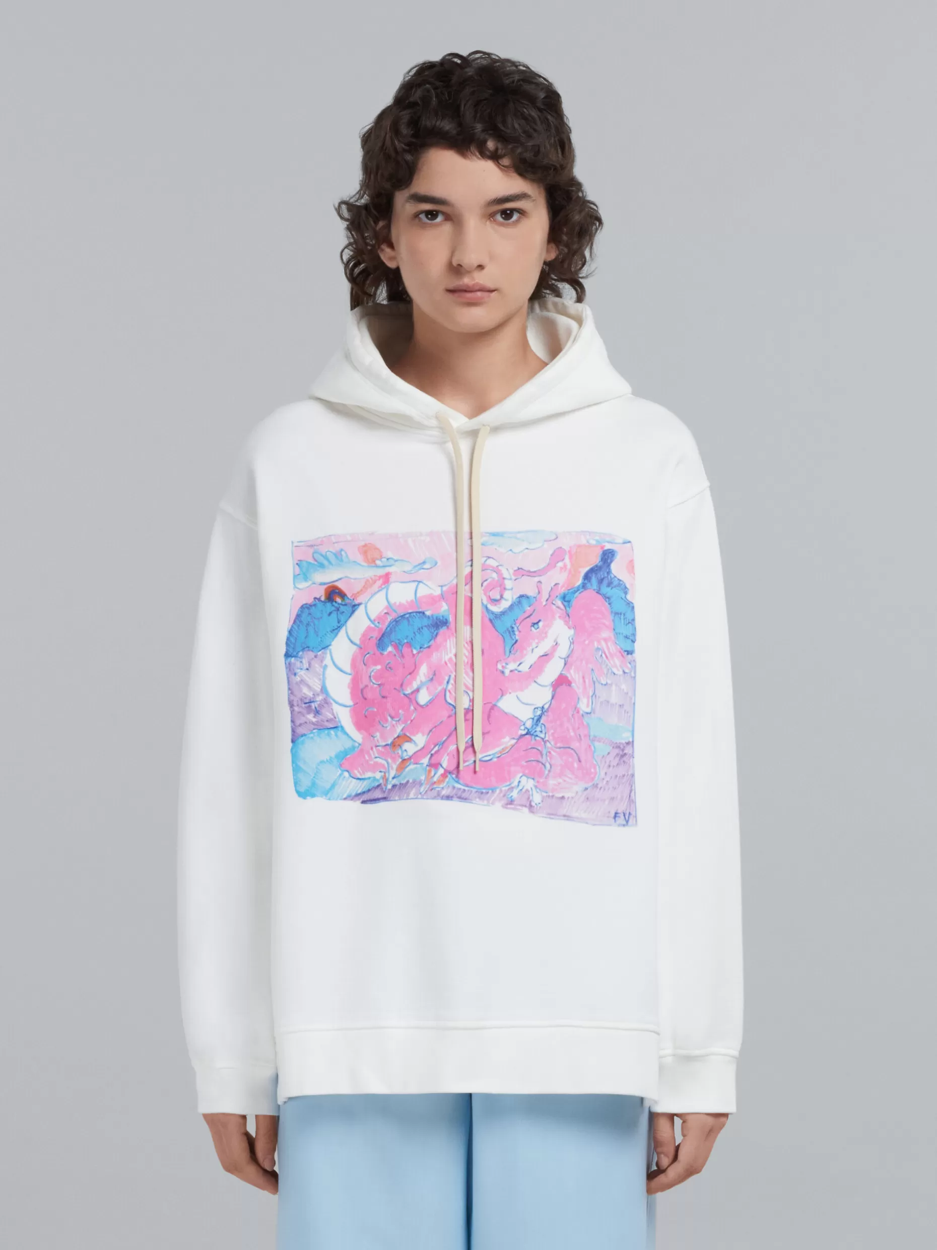 Women Marni Oversized White Jersey With Print