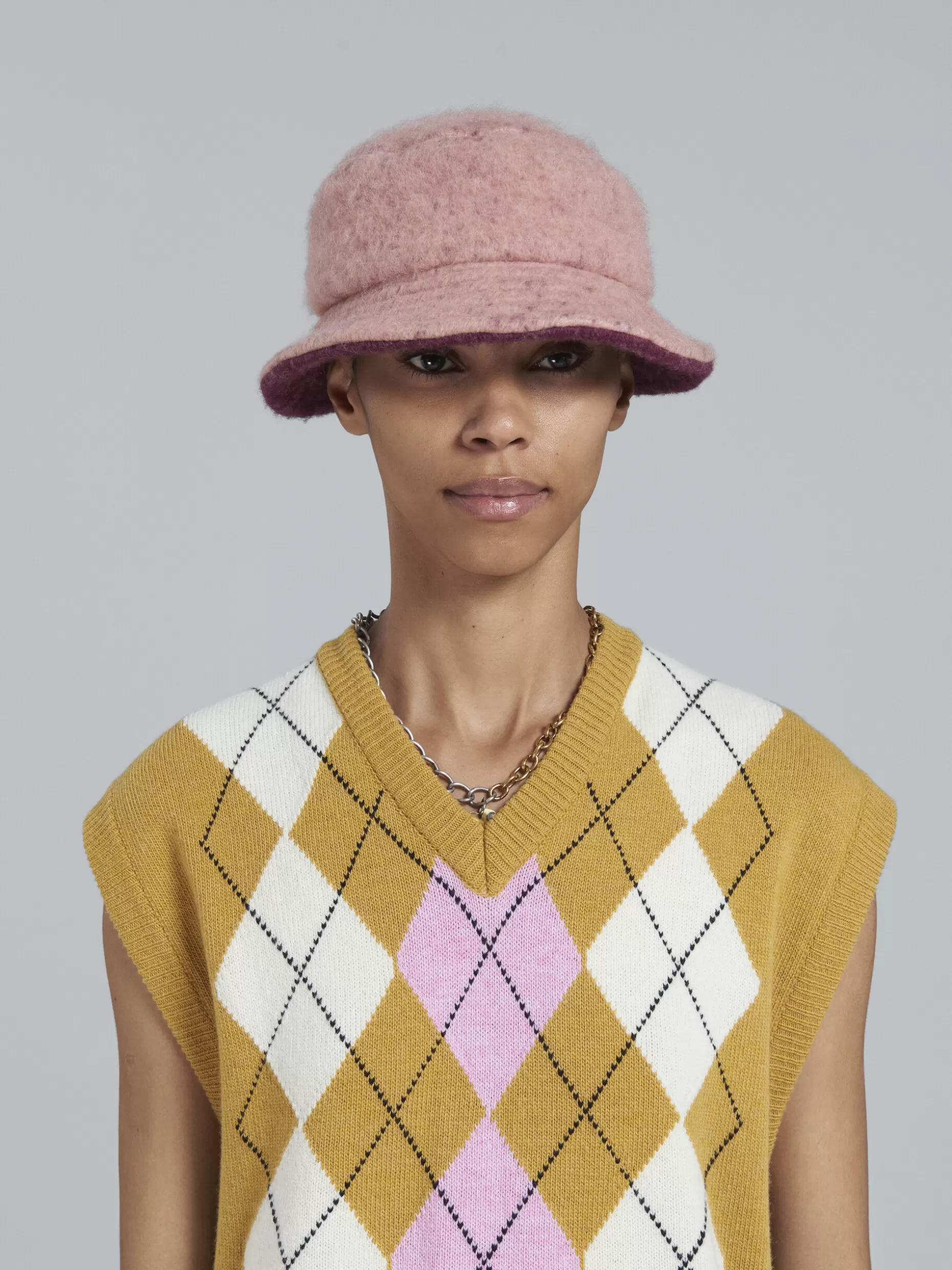 Women Marni Pink Brushed Wool Bucket Hat