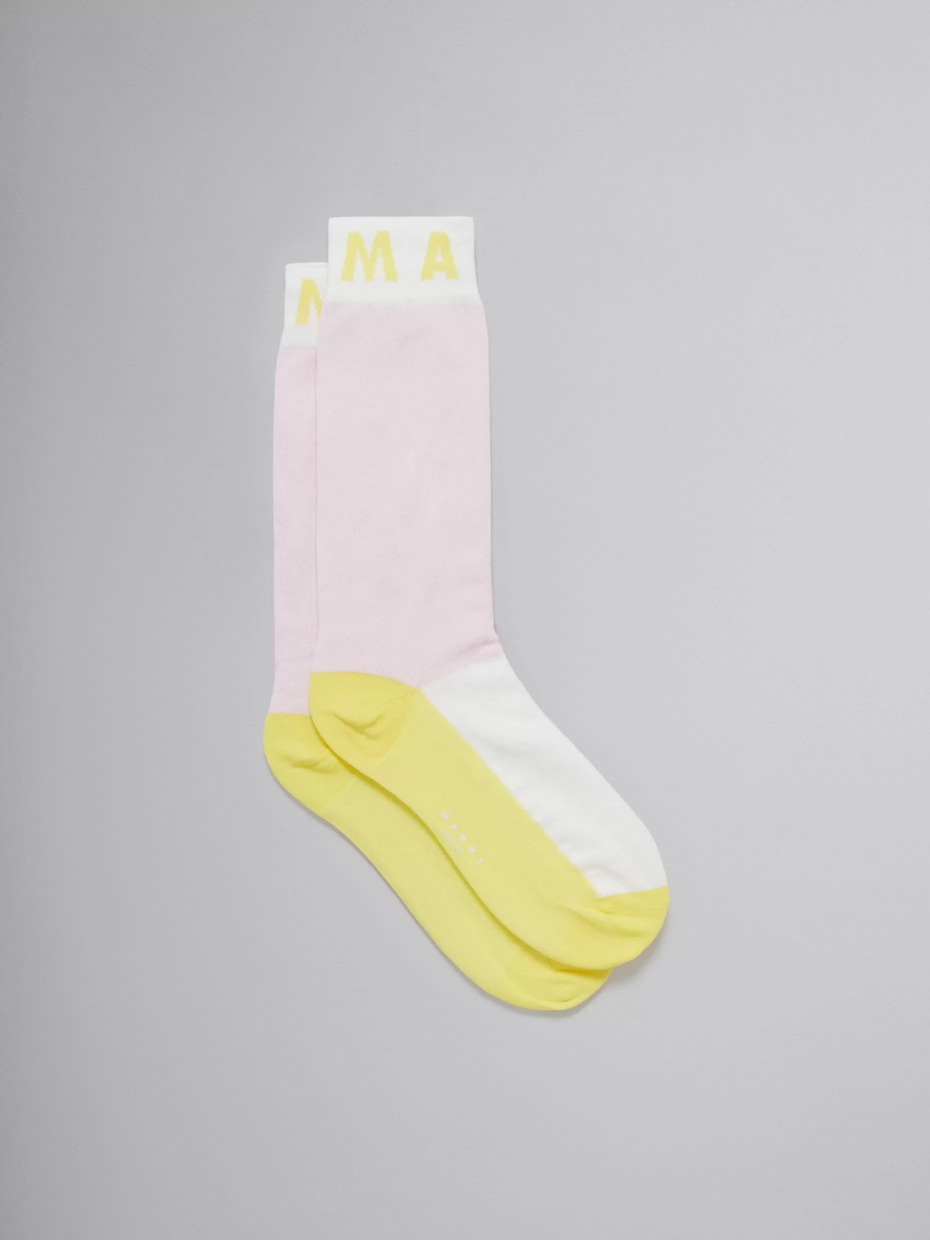 Women Marni Pink Cotton And Nylon Socks With Colour Blocks