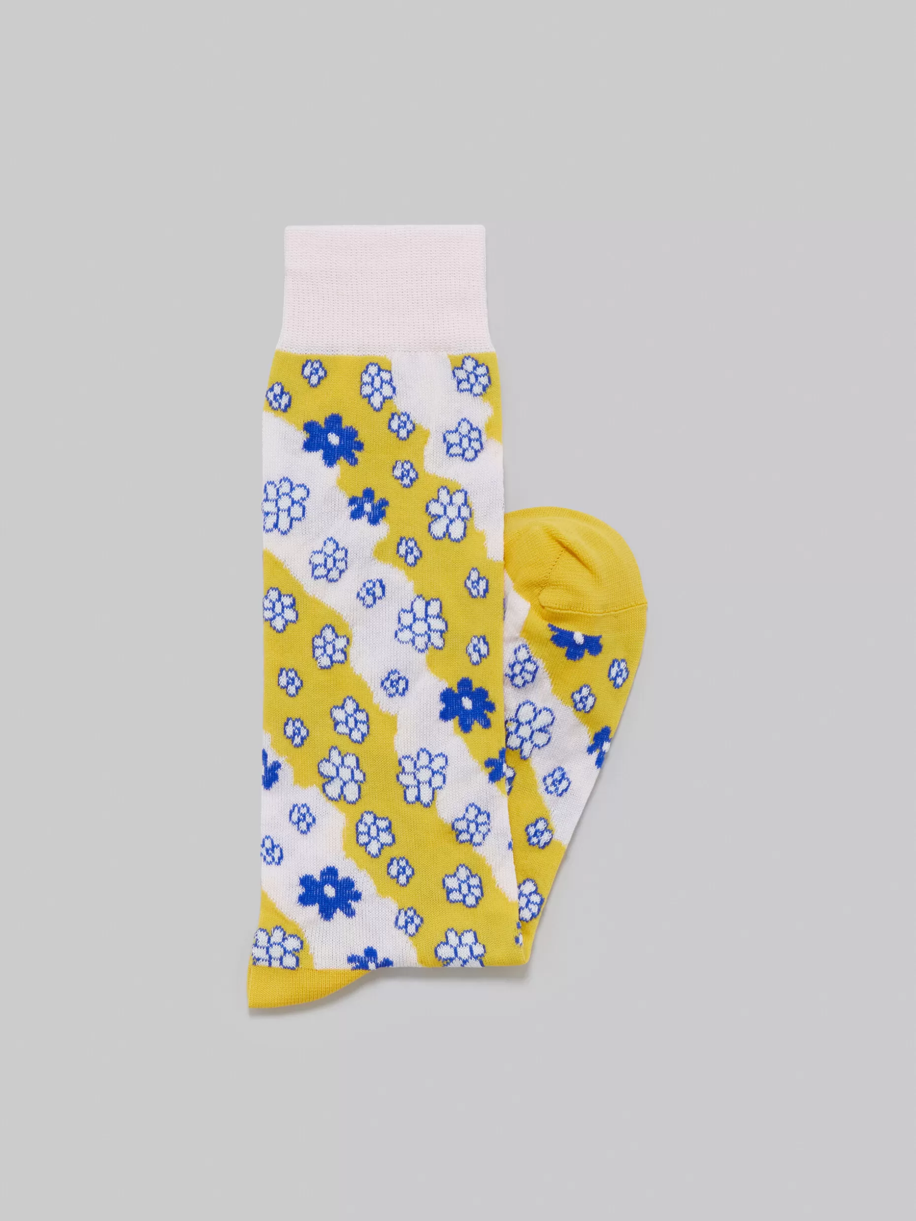 Women Marni Pink Cotton And Nylon Socks With Stripy Flower Motif