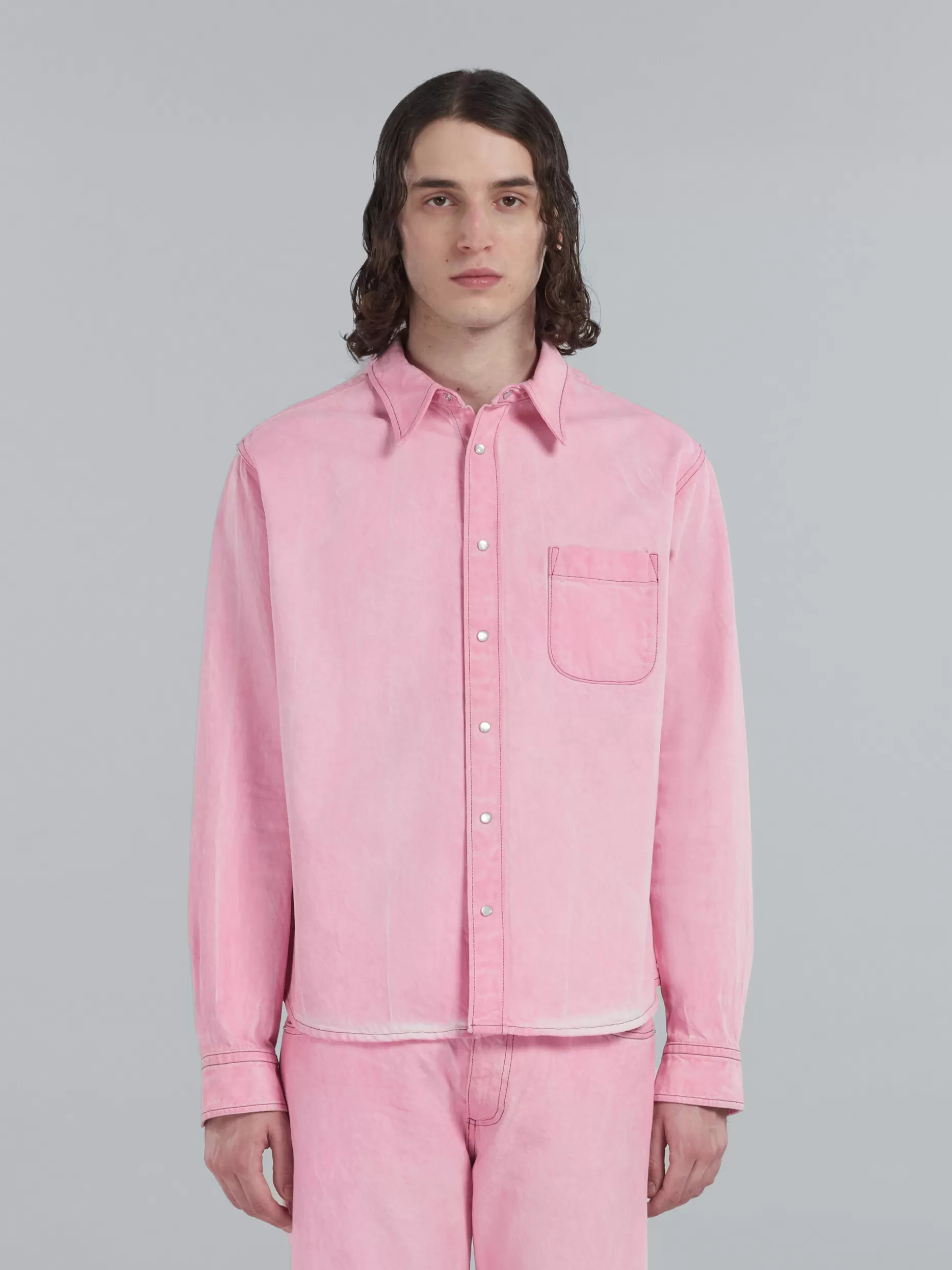 Men Marni Pink Cotton Drill Shirt