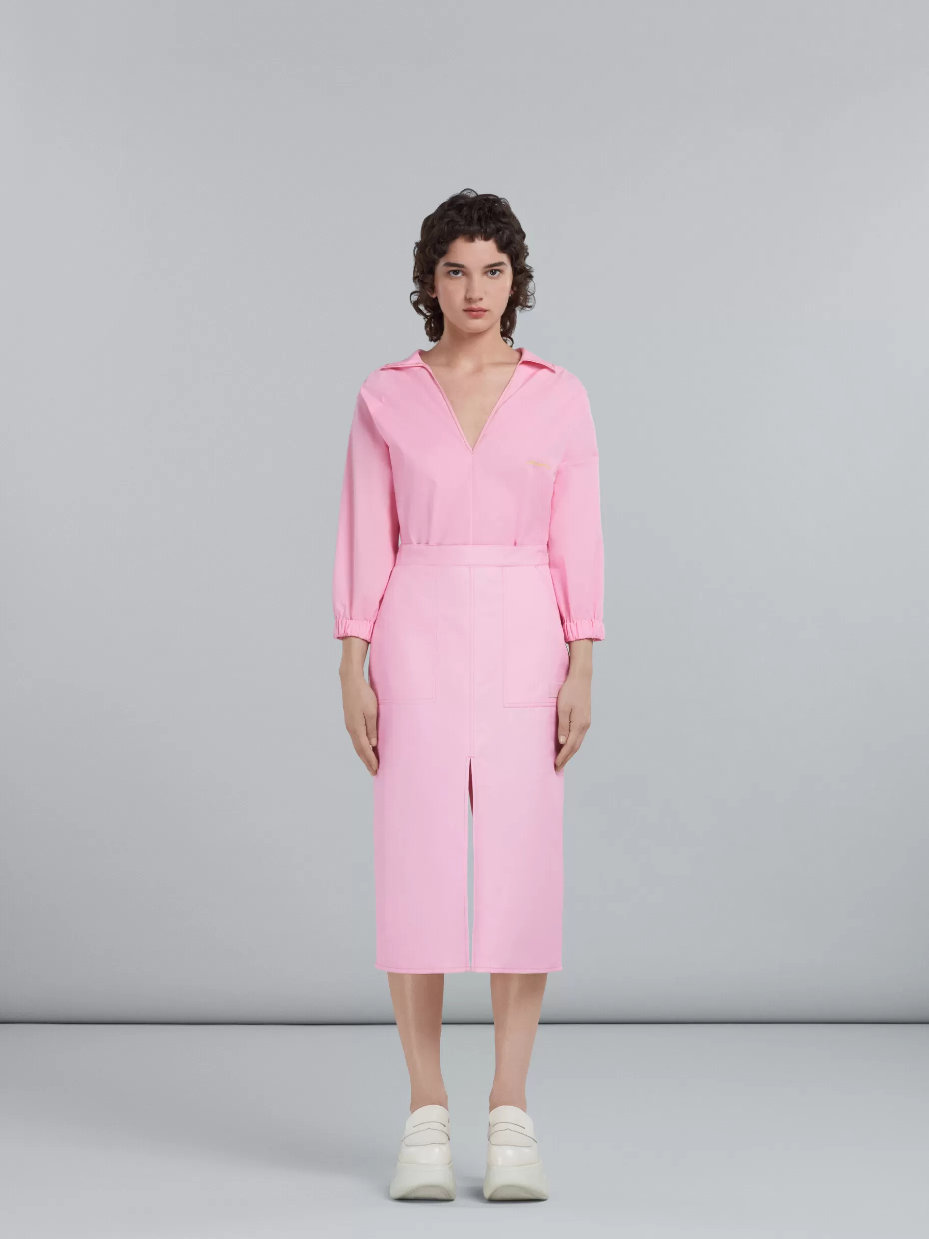 Women Marni Pink Skirt In Technical Cotton-Linen