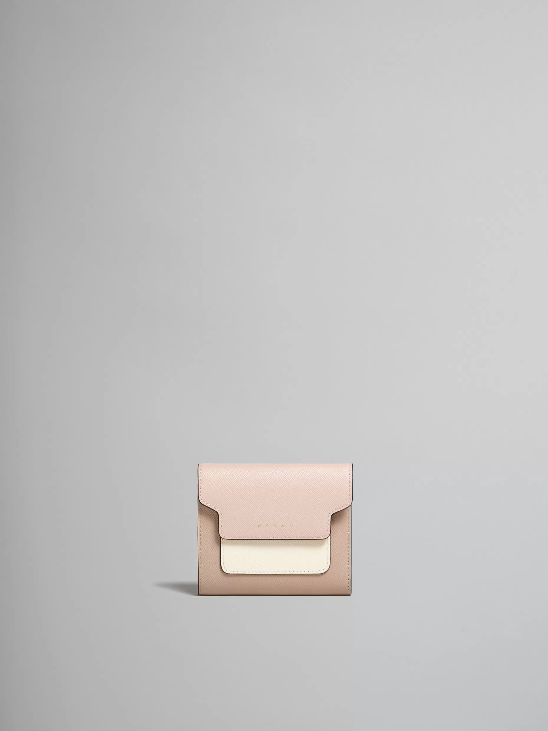 Women Marni Pink White And Beige Saffiano Leather Wallet