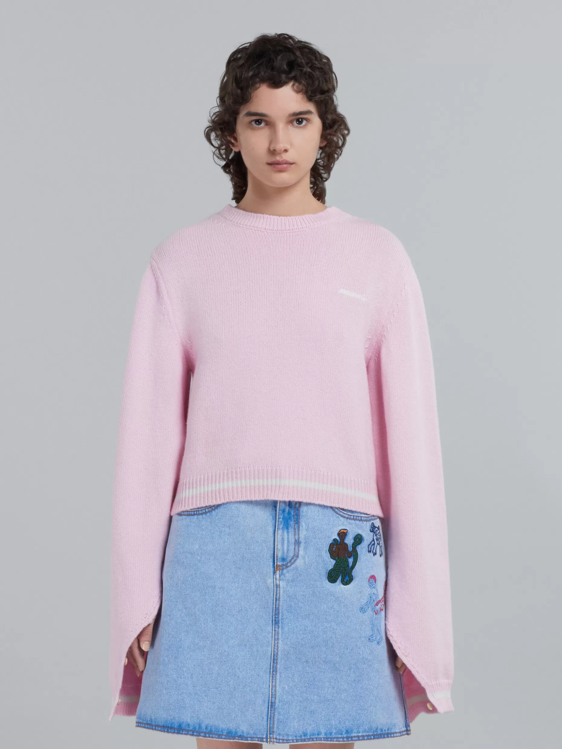 Women Marni Pink Wool Sweater With Logo