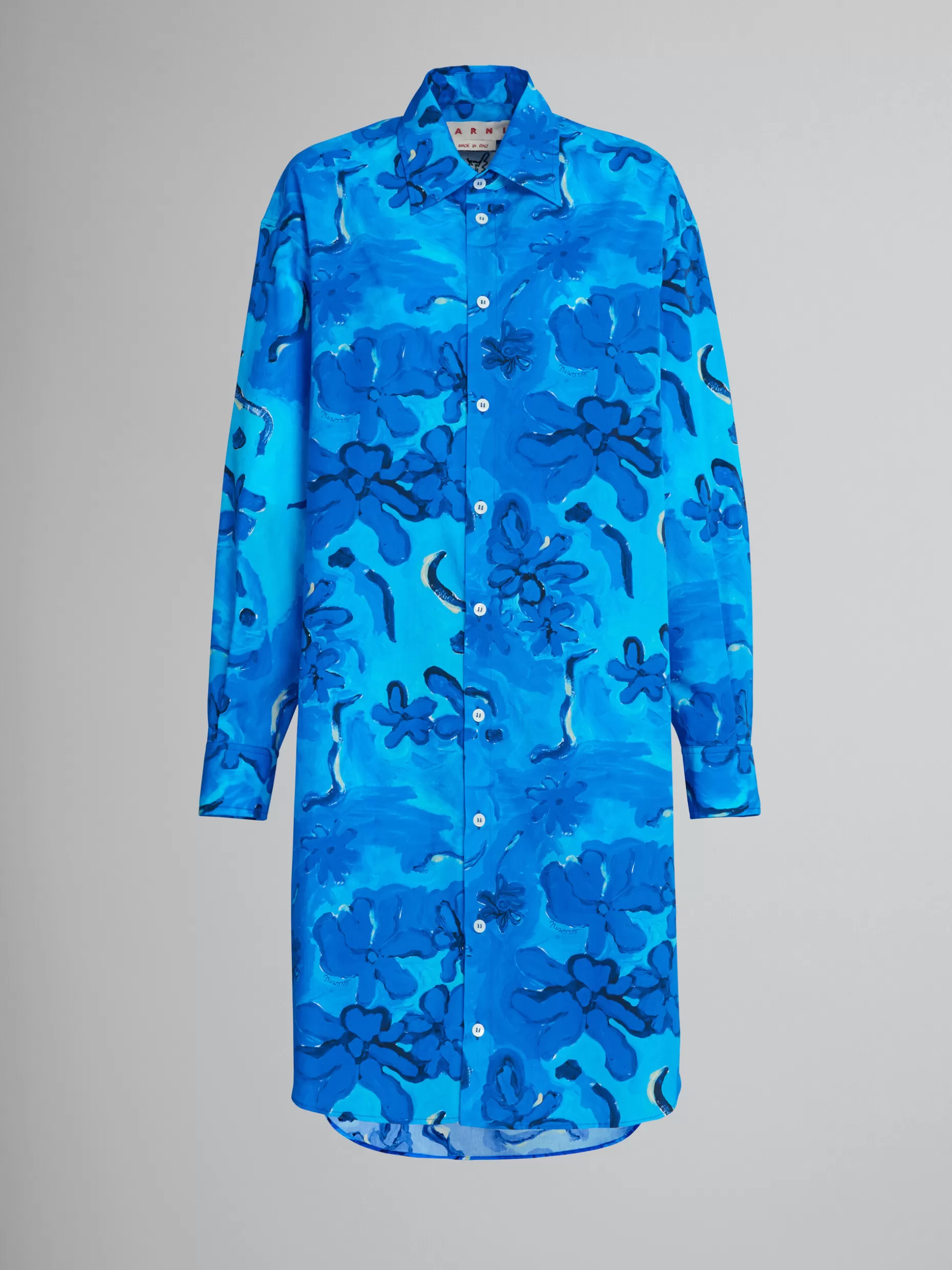 Women Marni Printed Blue Poplin Shirt Dress