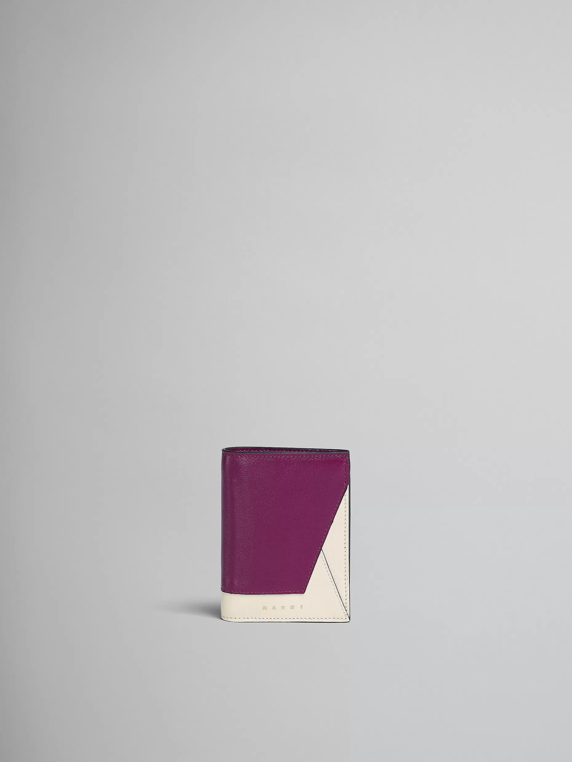 Women Marni Purple And White Leather Bi-Fold Wallet