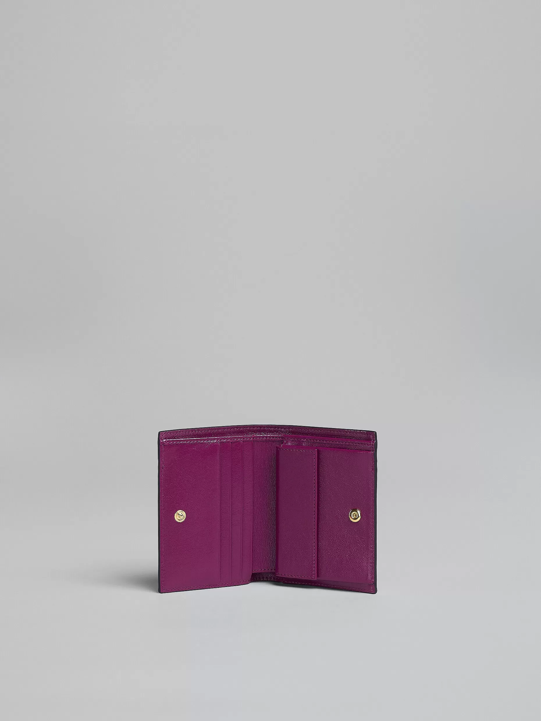 Women Marni Purple And White Leather Bi-Fold Wallet