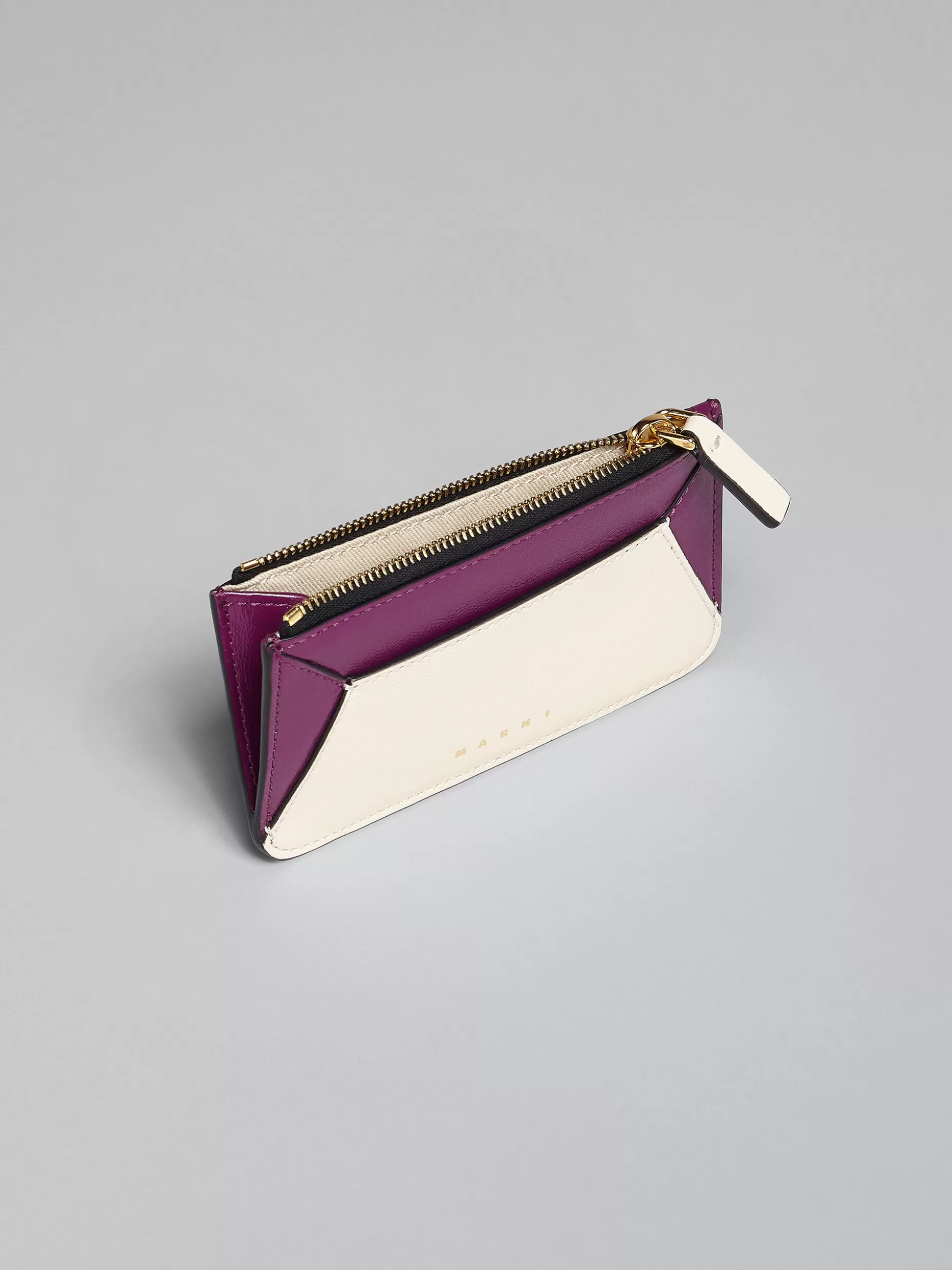 Women Marni Purple And White Leather Card Case