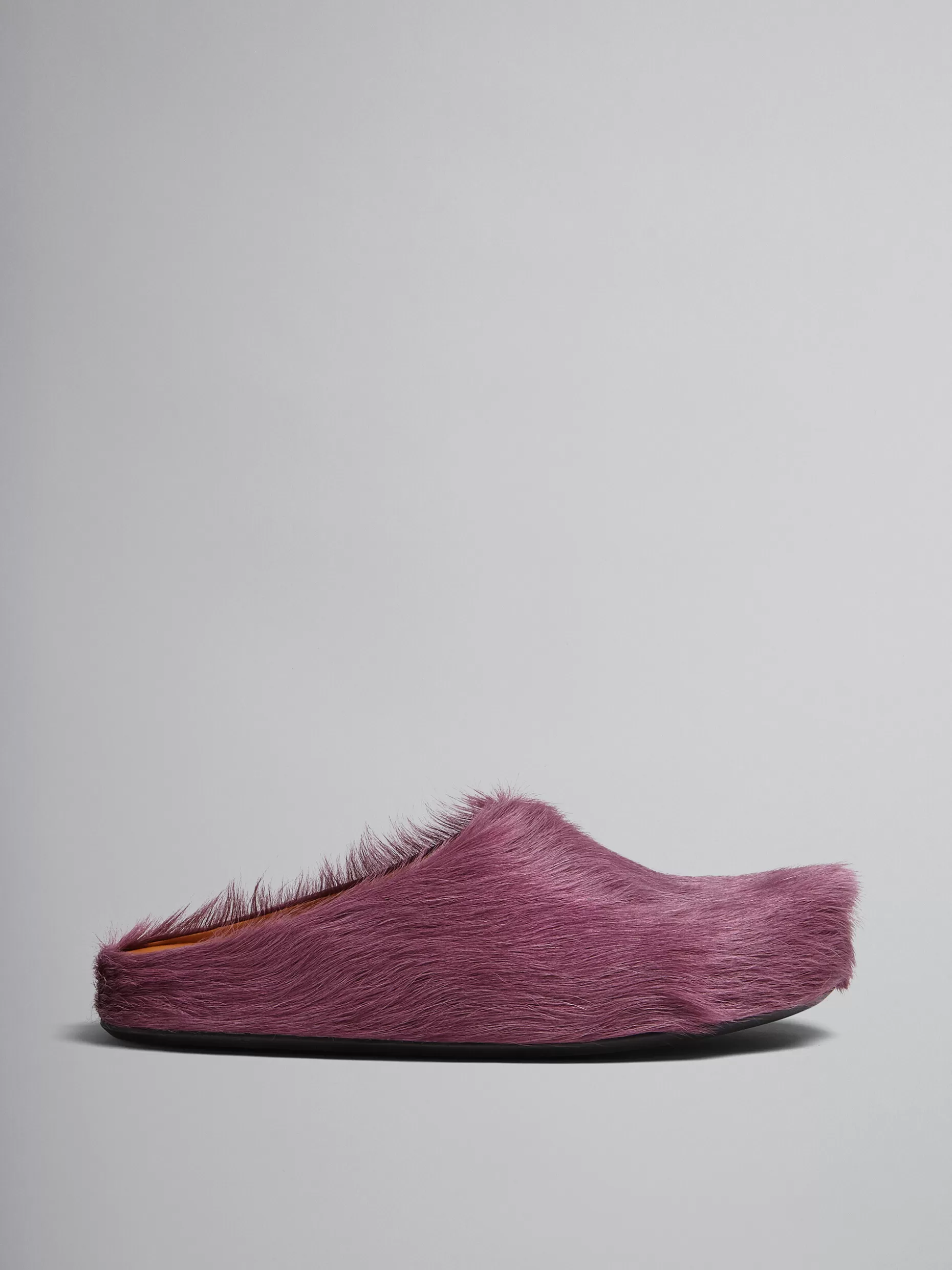 Men Marni Purple Long Hair Calfskin Fussbett Sabot