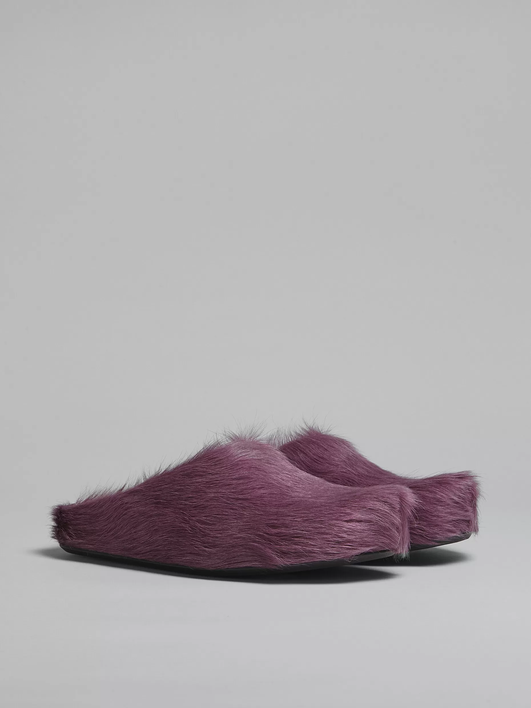 Men Marni Purple Long Hair Calfskin Fussbett Sabot