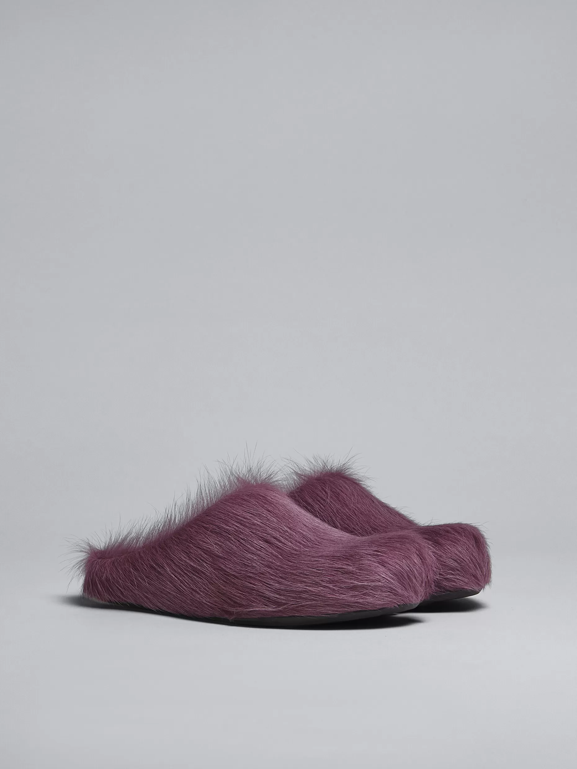 Women Marni Purple Long Hair Calfskin Fussbett Sabot