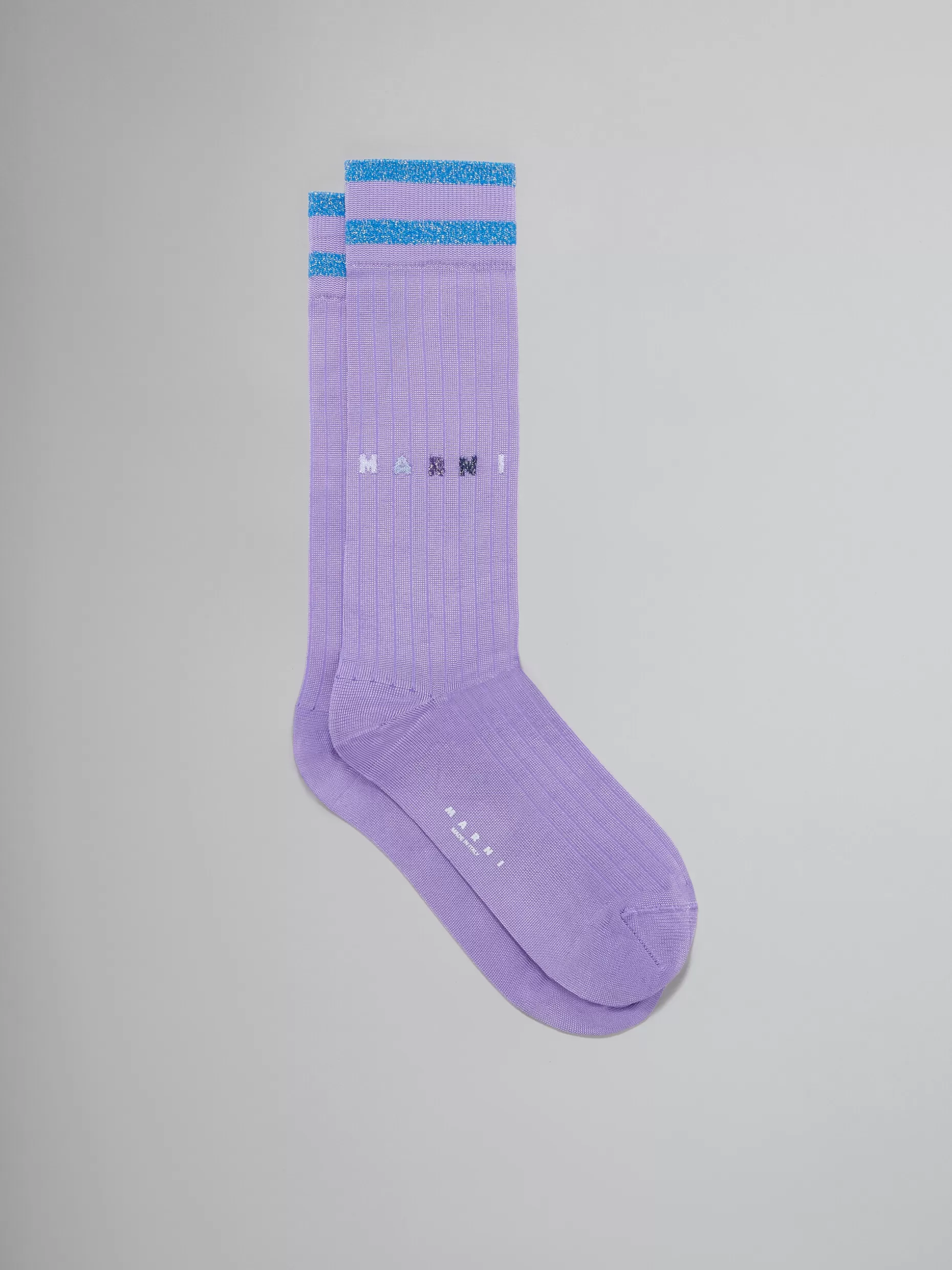 Women Marni Purple Viscose Socks With Lurex Stripes