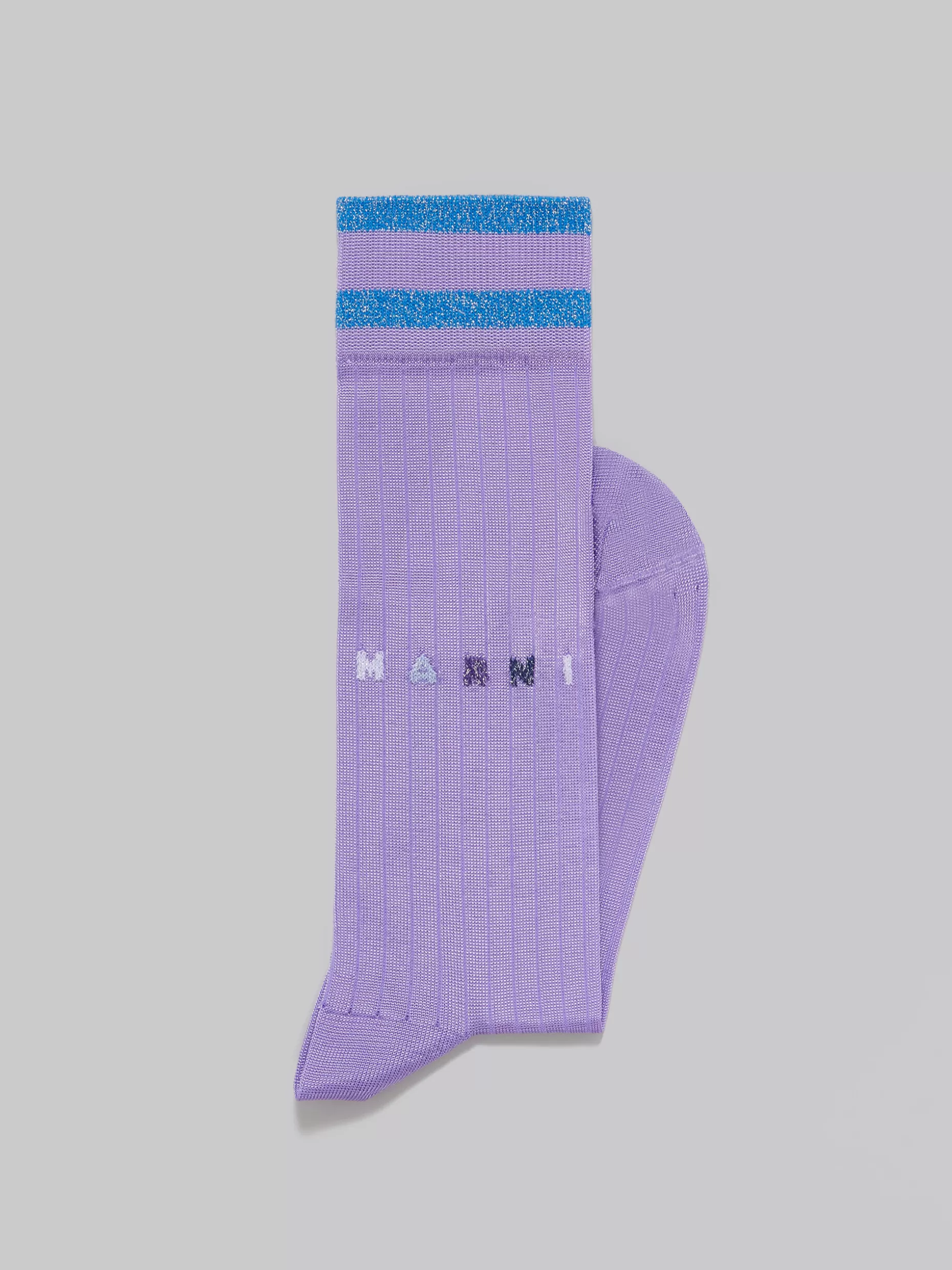 Women Marni Purple Viscose Socks With Lurex Stripes