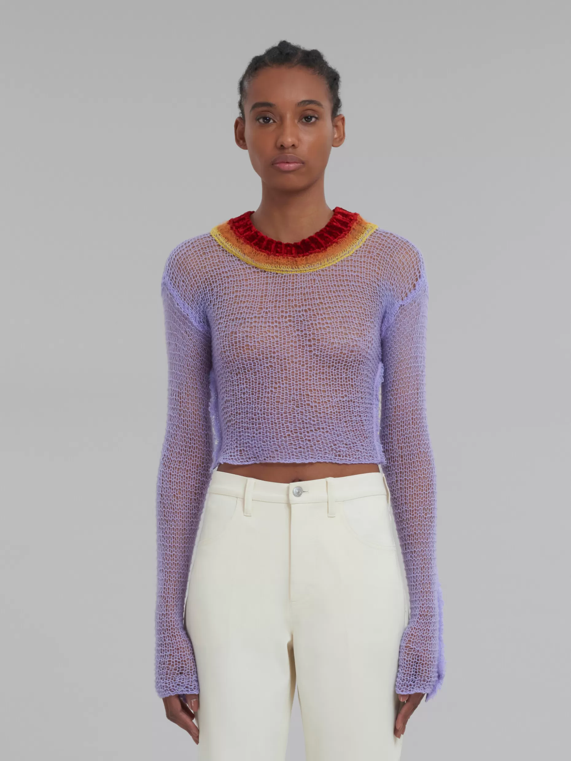 Women Marni Purple Wool And Cashmere Mesh Jumper With Cutout