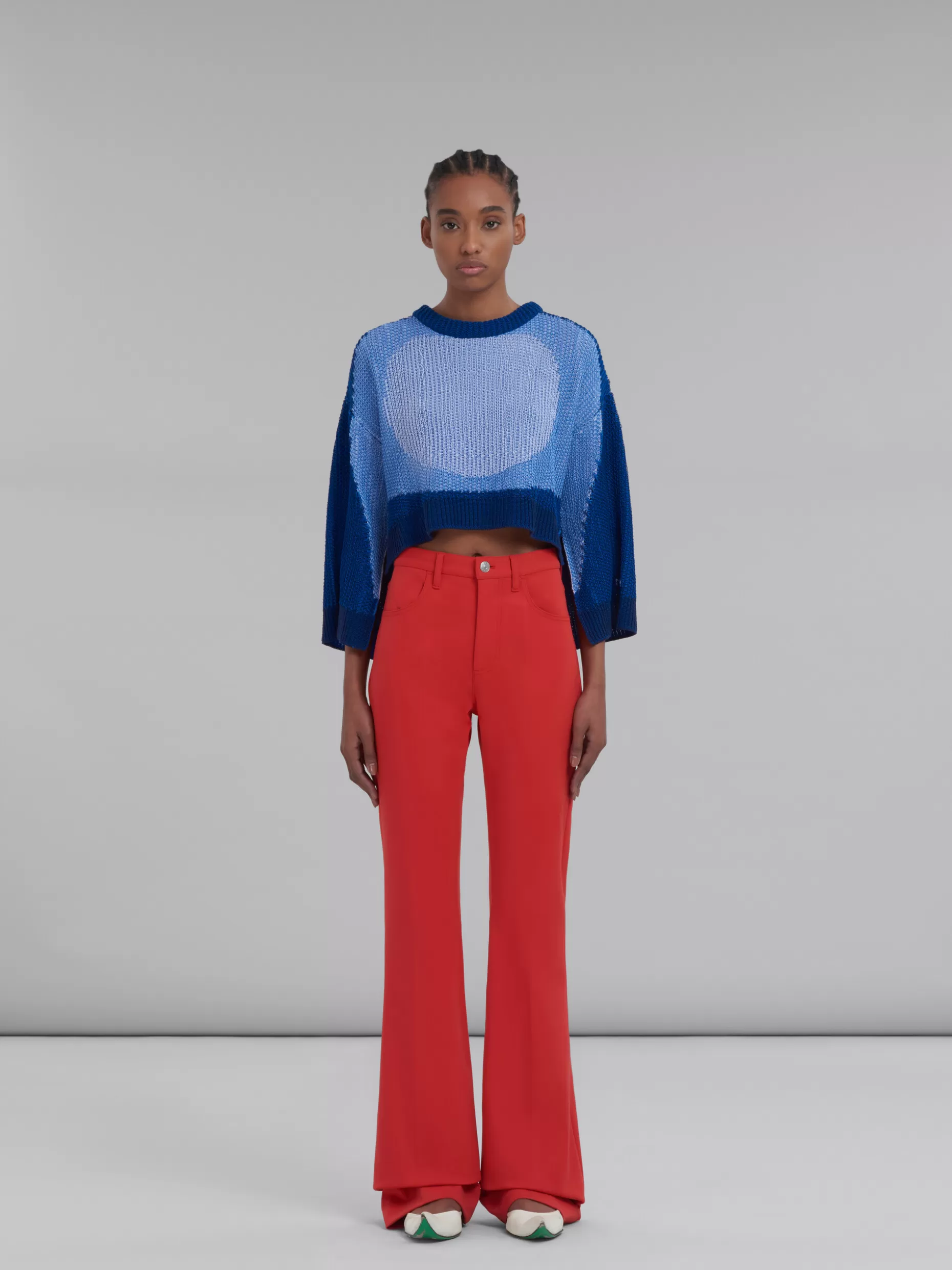 Women Marni Red Flared Jersey Trousers