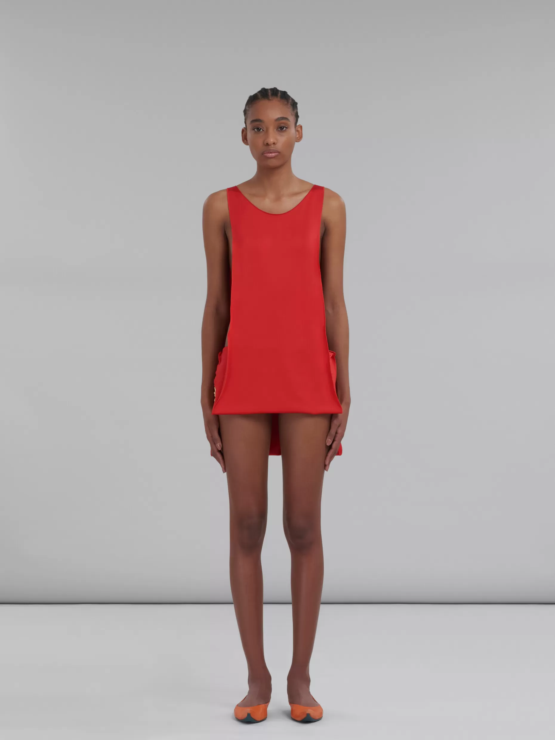 Women Marni Red Jersey Draped Mini Dress