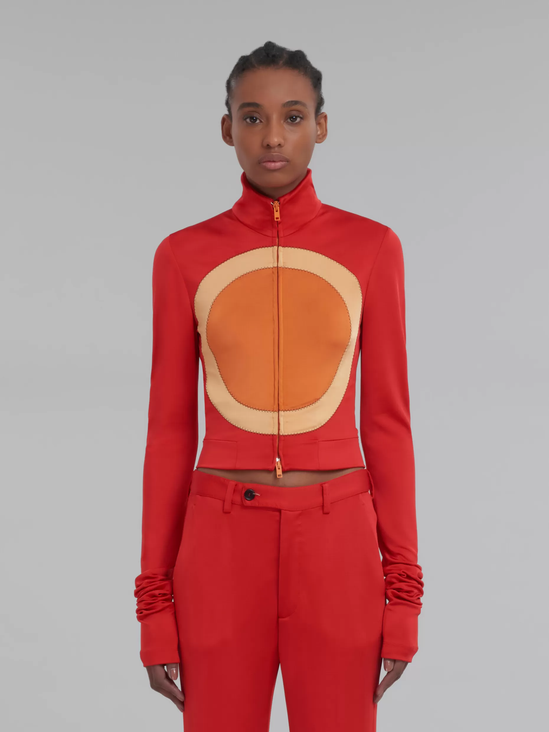 Women Marni Red Jersey Jacket With Circle Inlays