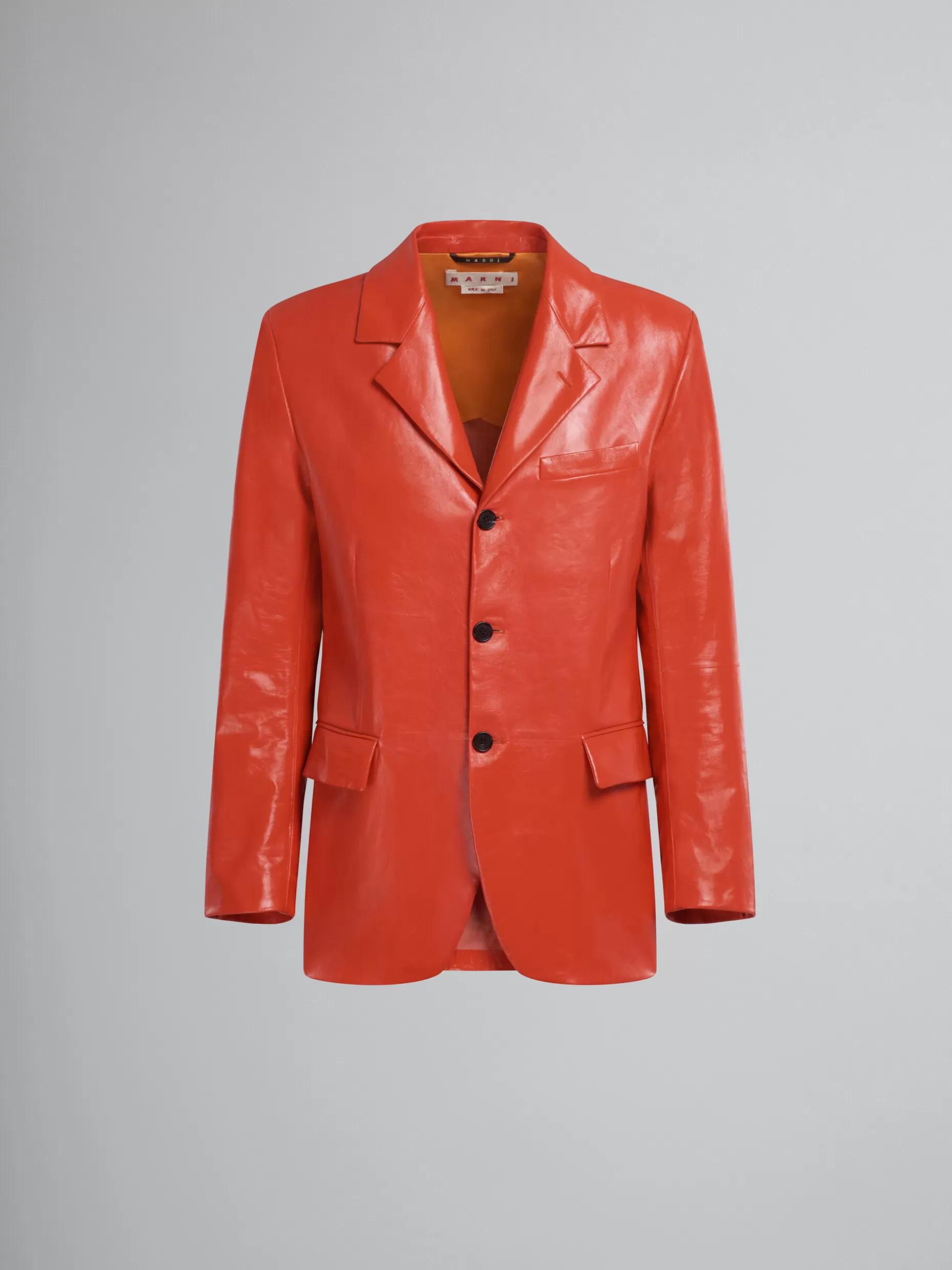 Men Marni Red Single-Breasted Blazer In Ultralight Naplak Leather