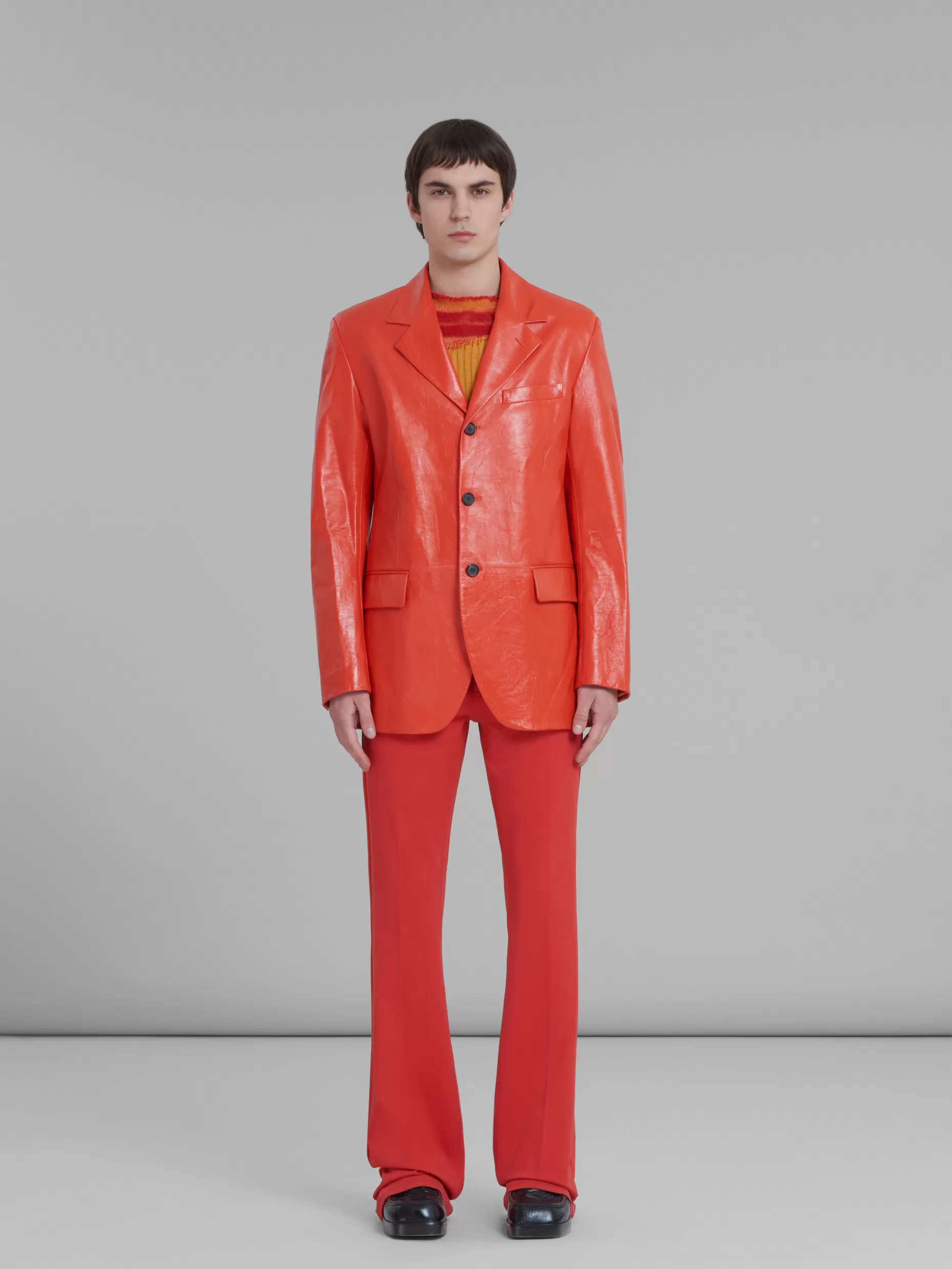 Men Marni Red Single-Breasted Blazer In Ultralight Naplak Leather