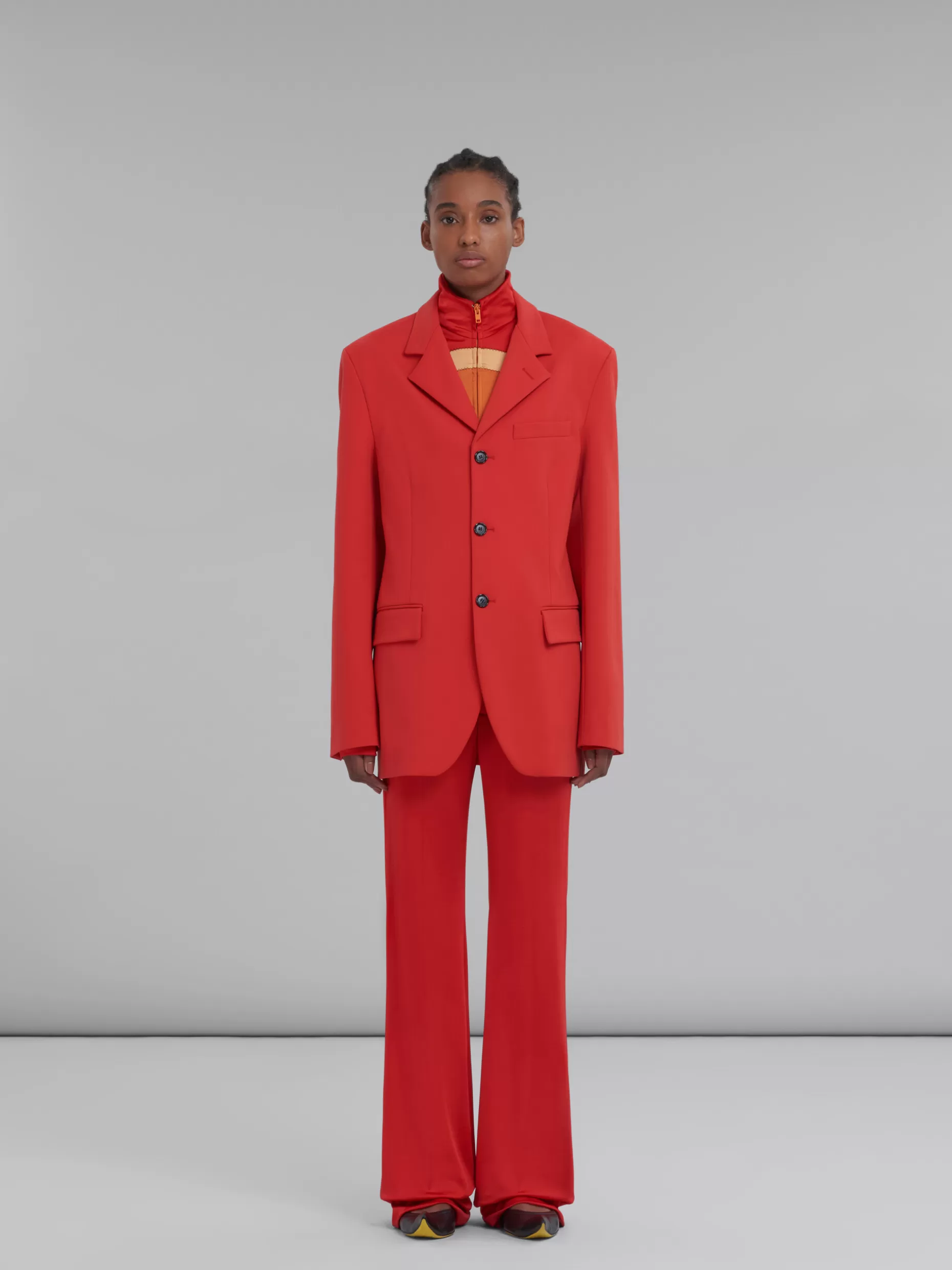 Women Marni Red Single-Breasted Jersey Blazer