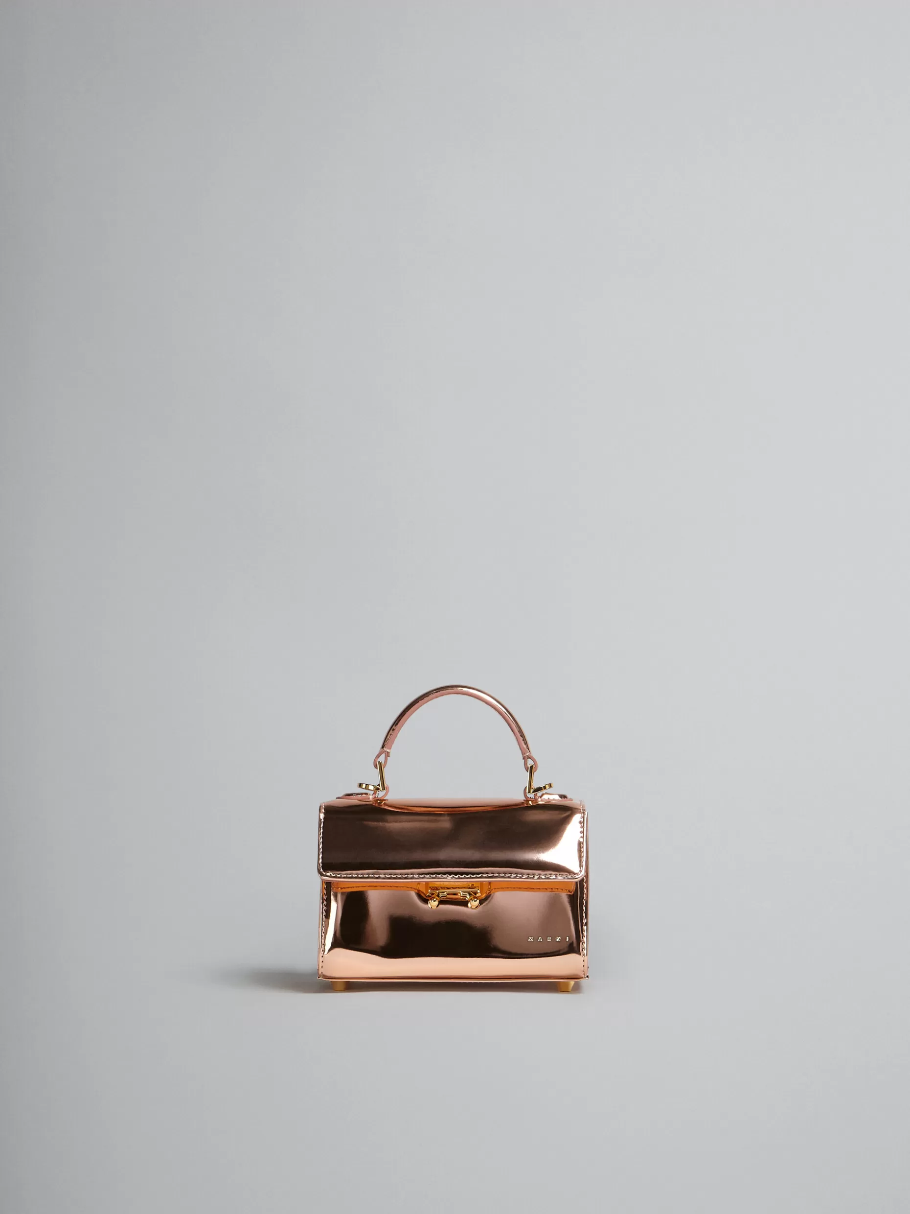 Women Marni Relativity Mini Bag In Rose Gold Mirrored Leather