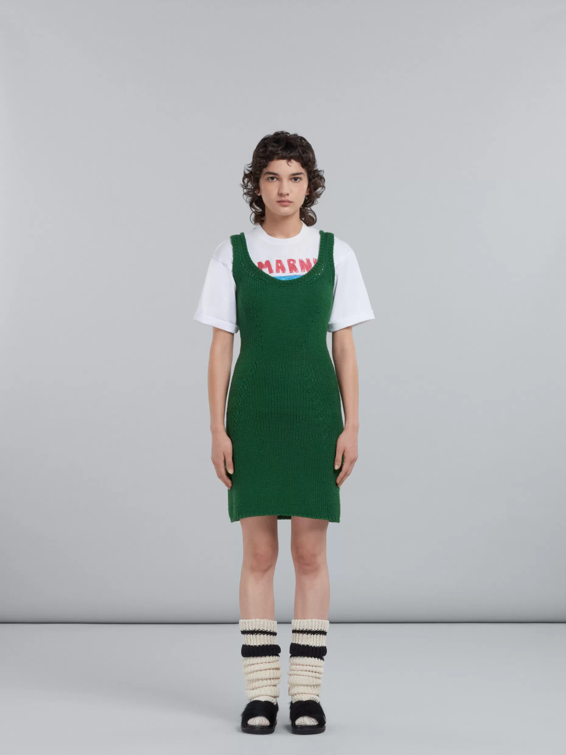 Women Marni Sheath Dress In Green Wool