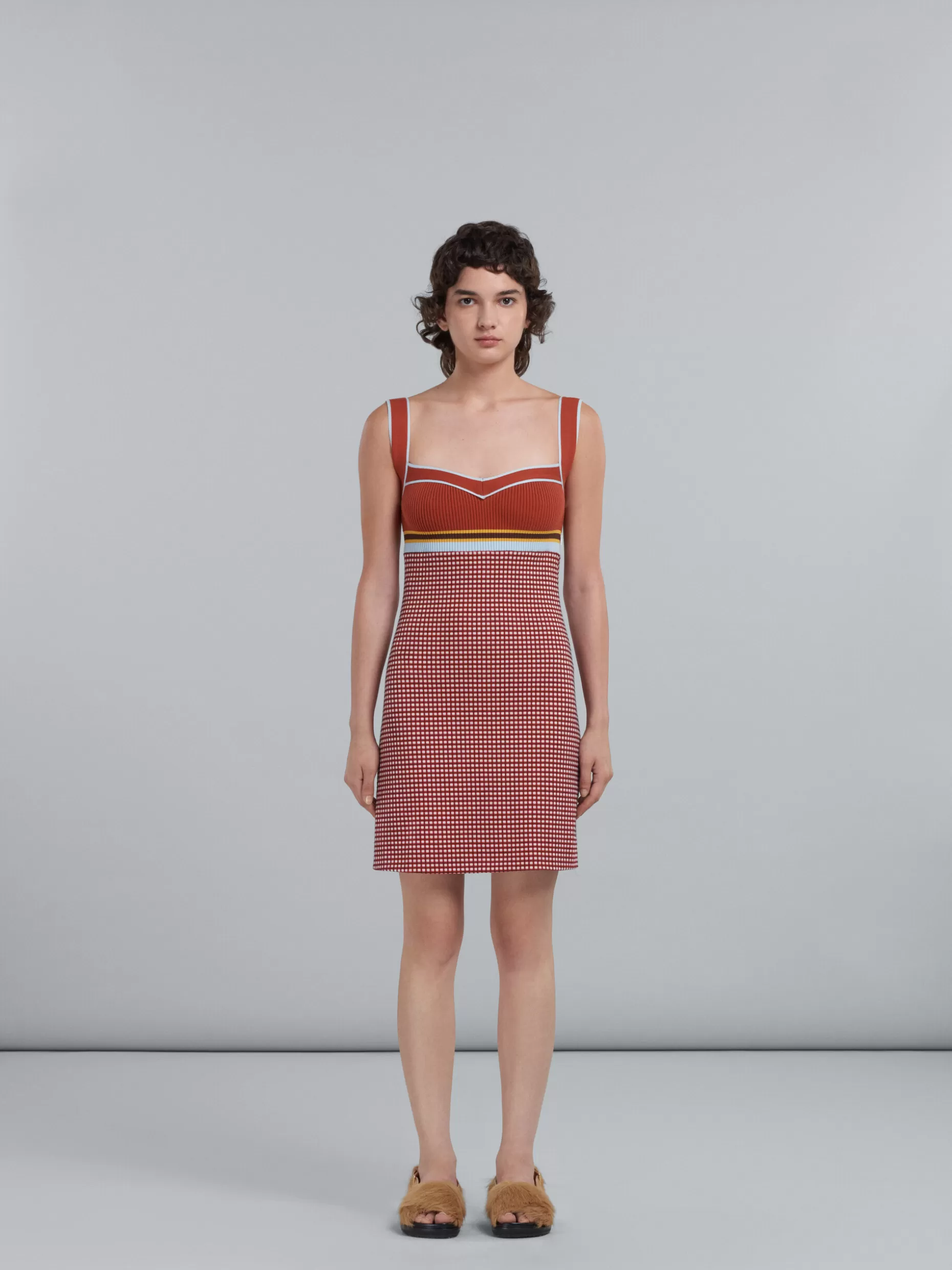 Women Marni Sheath Dress In Orange Jacquard Fabric