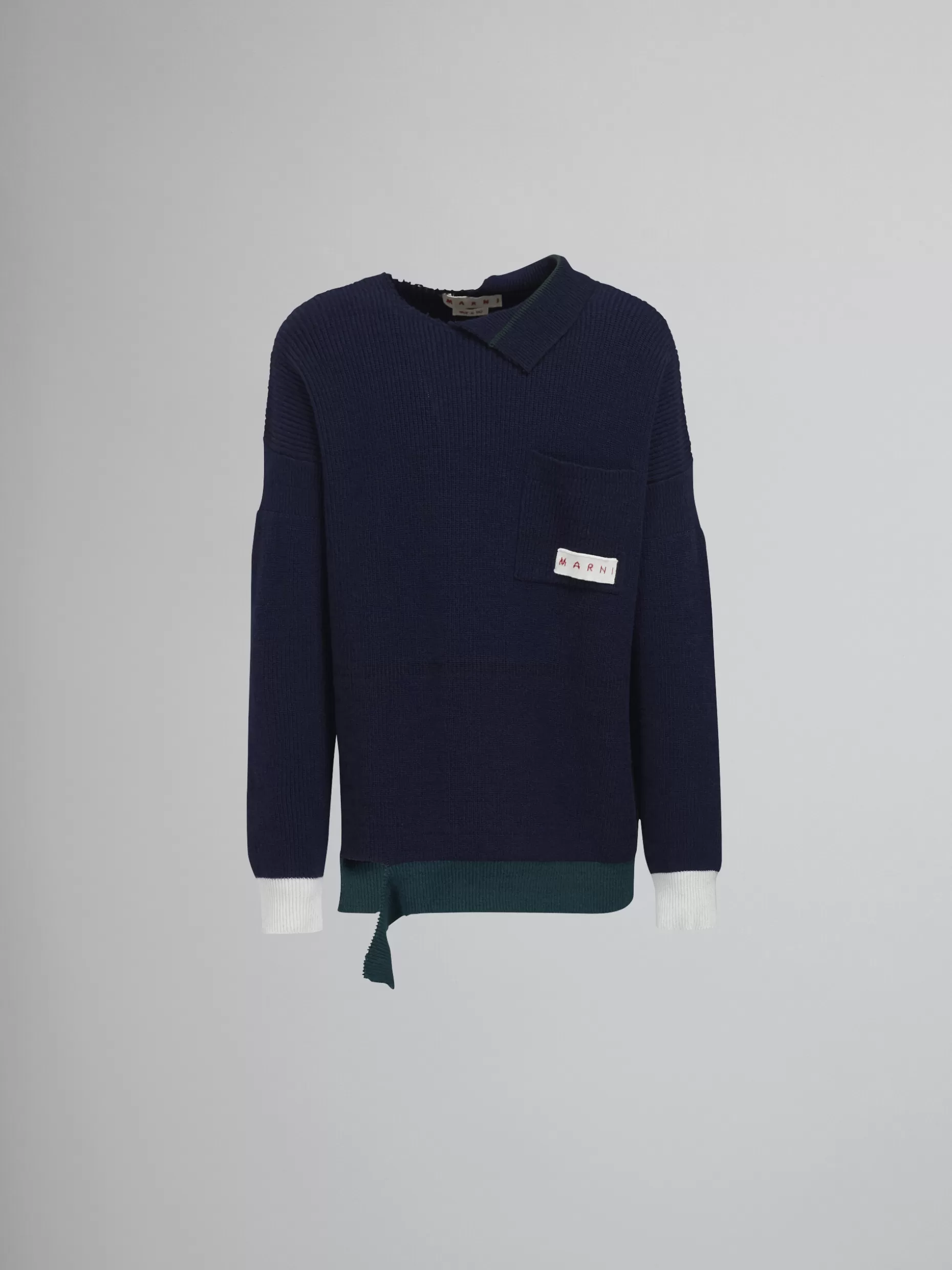 Men Marni Shetland Wool And Cotton Crewneck Sweater