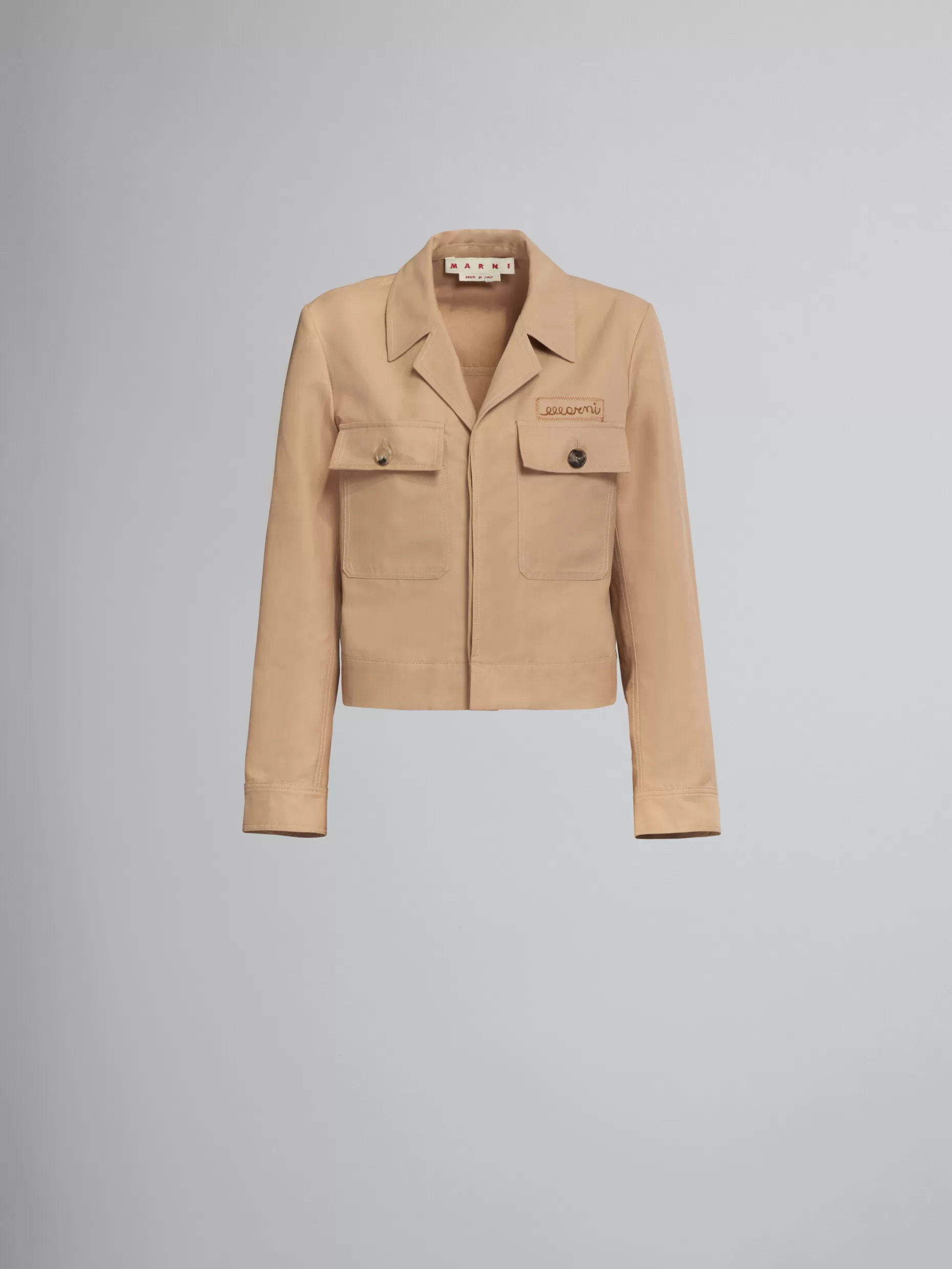 Women Marni Short Beige Jacket In Technical Cotton-Linen