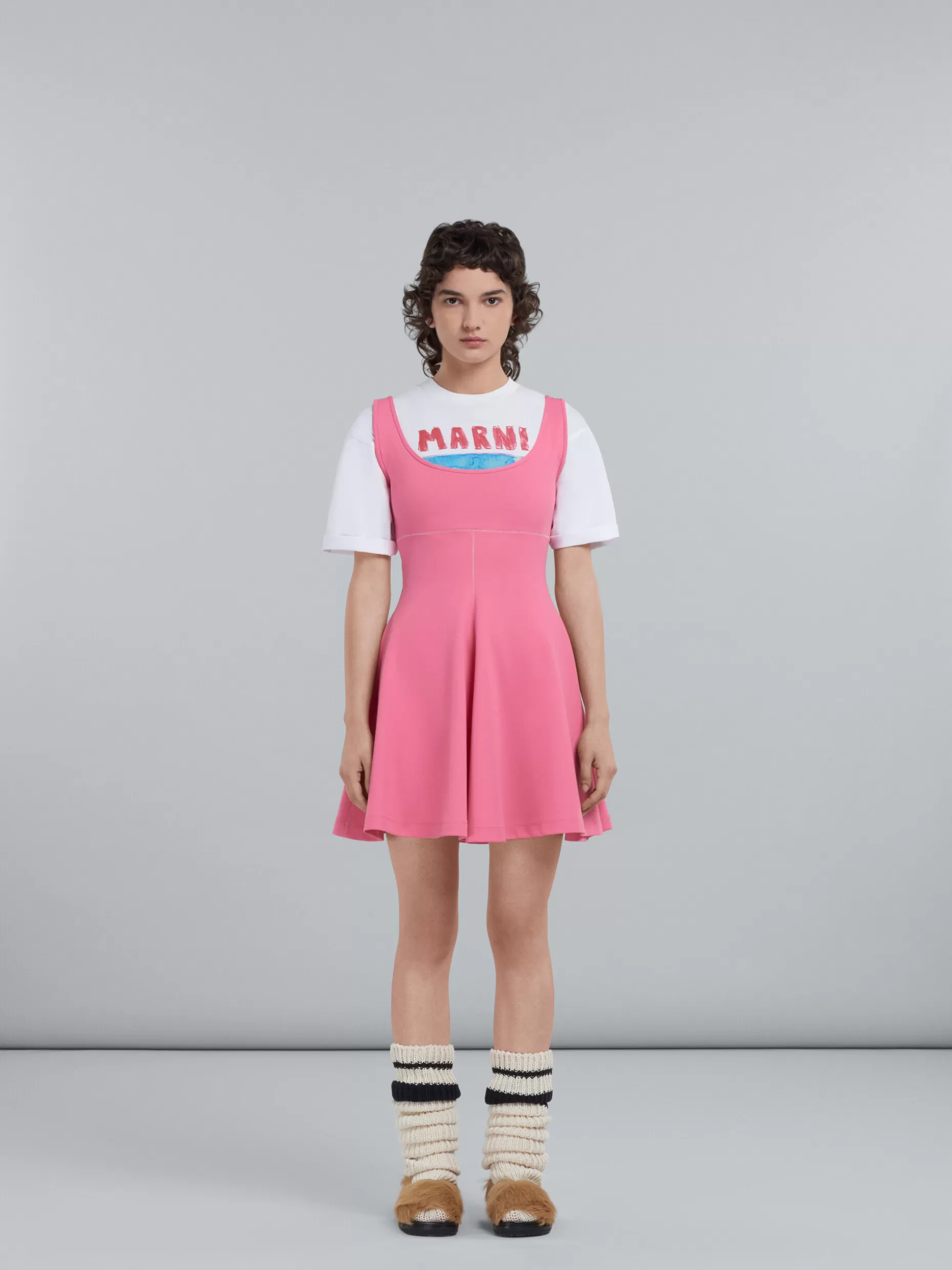 Women Marni Short Dress In Pink Stretch Fabric