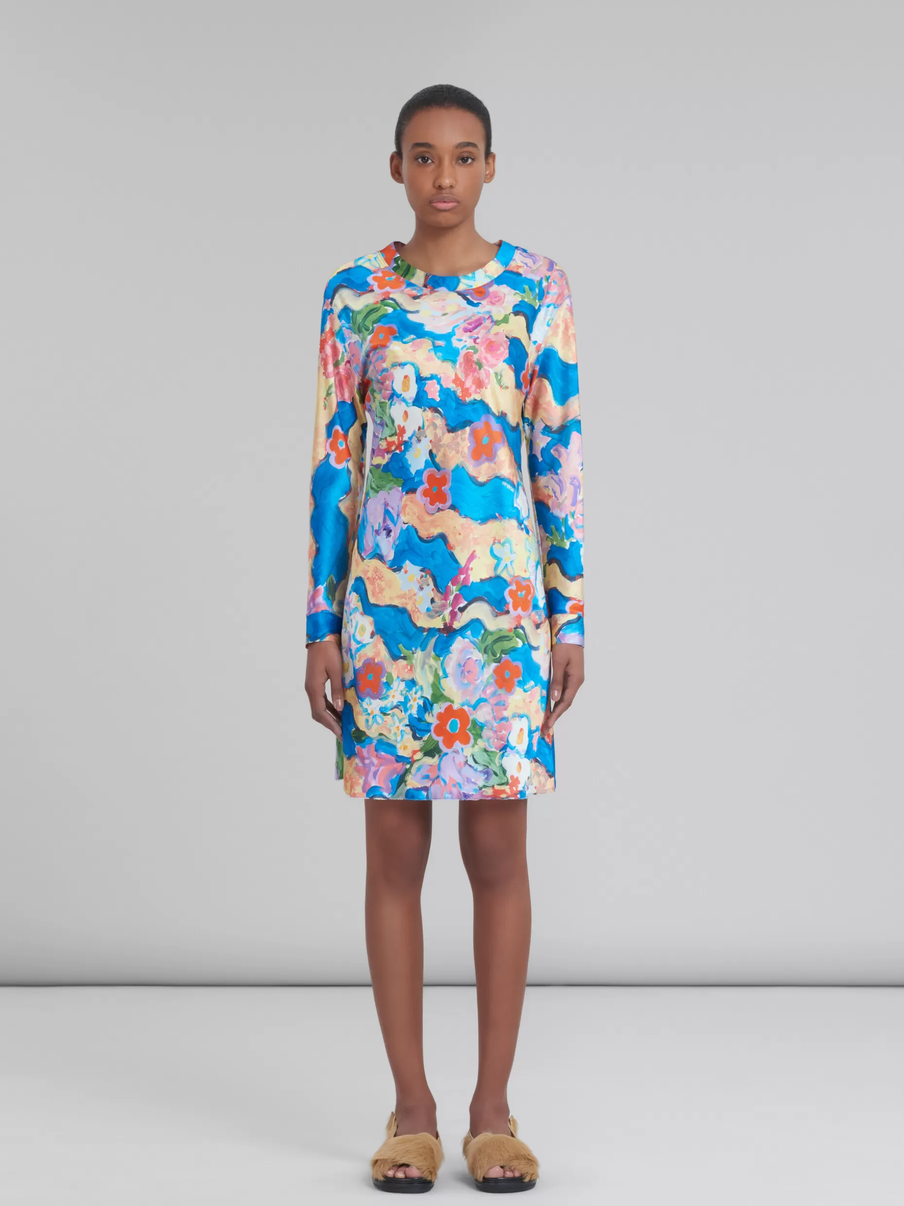 Women Marni Short Printed Satin Dress